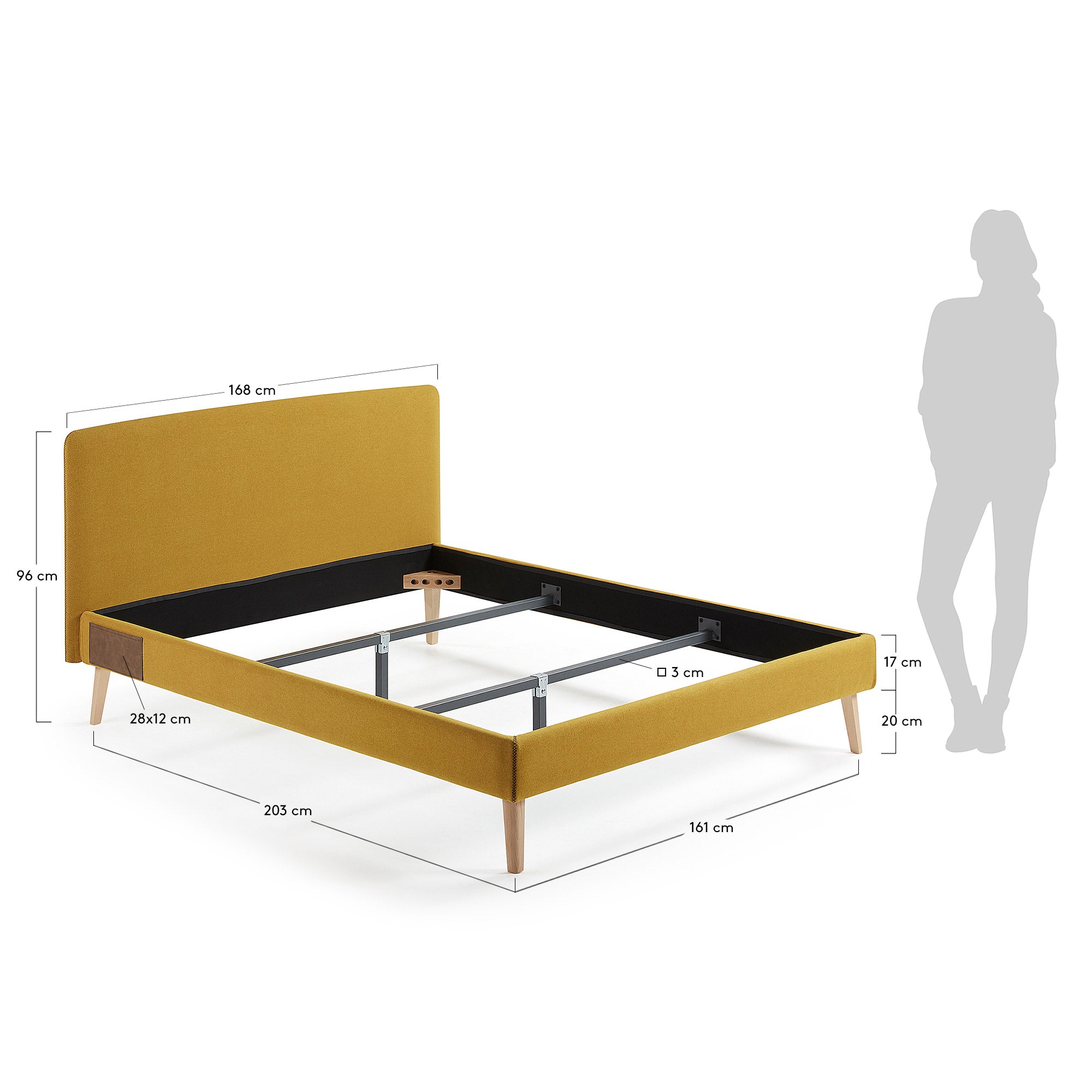 Dyla Bezug in Senfgelb für Bett mit Matratzengrösse 150 x 190 cm in Senfgelb präsentiert im Onlineshop von KAQTU Design AG. Zubehör Bett ist von Kave Home