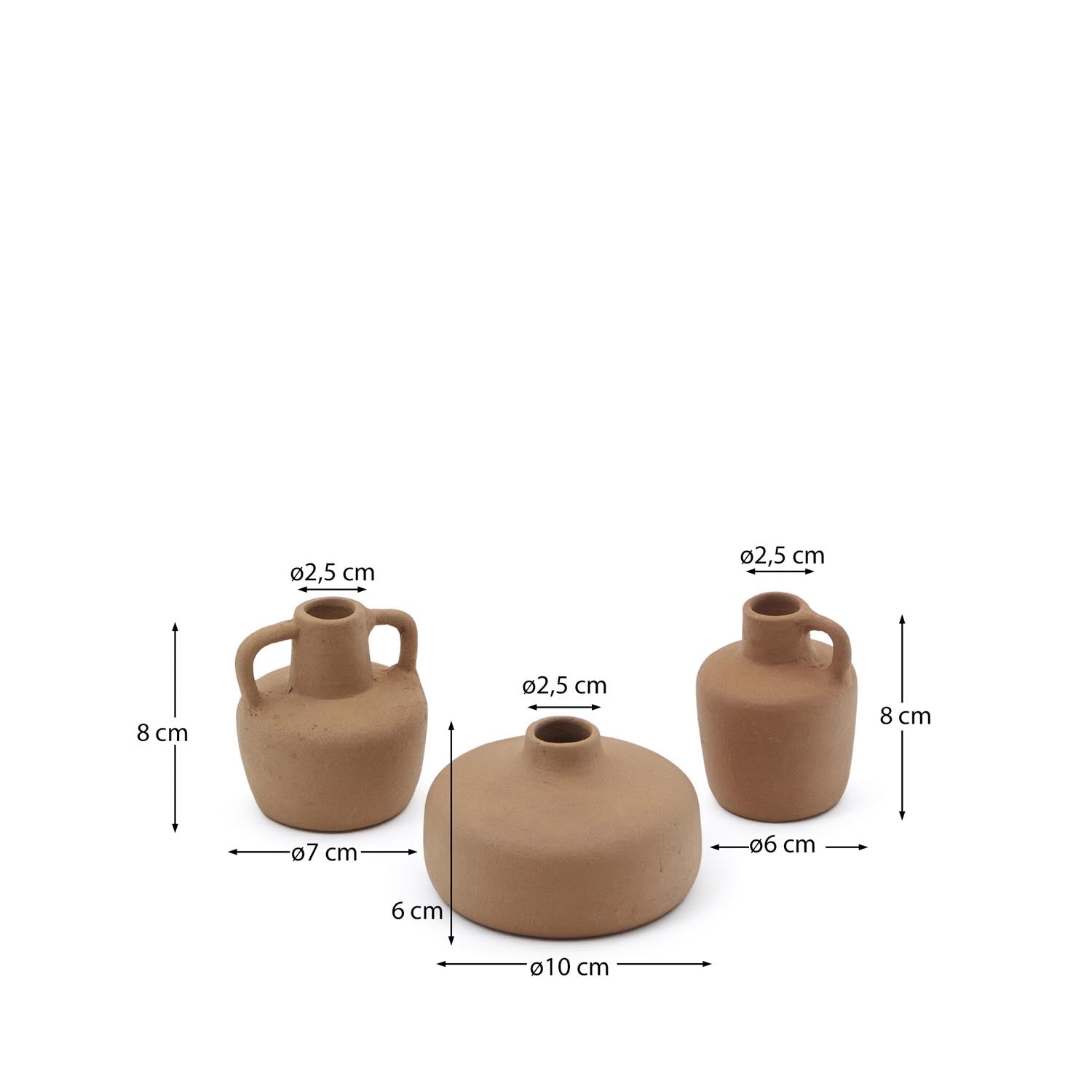 Sofra 3er Set Vasen aus Terrakotta 6 cm / 7 cm / 10 cm in Terrakotta präsentiert im Onlineshop von KAQTU Design AG. Vase ist von Kave Home