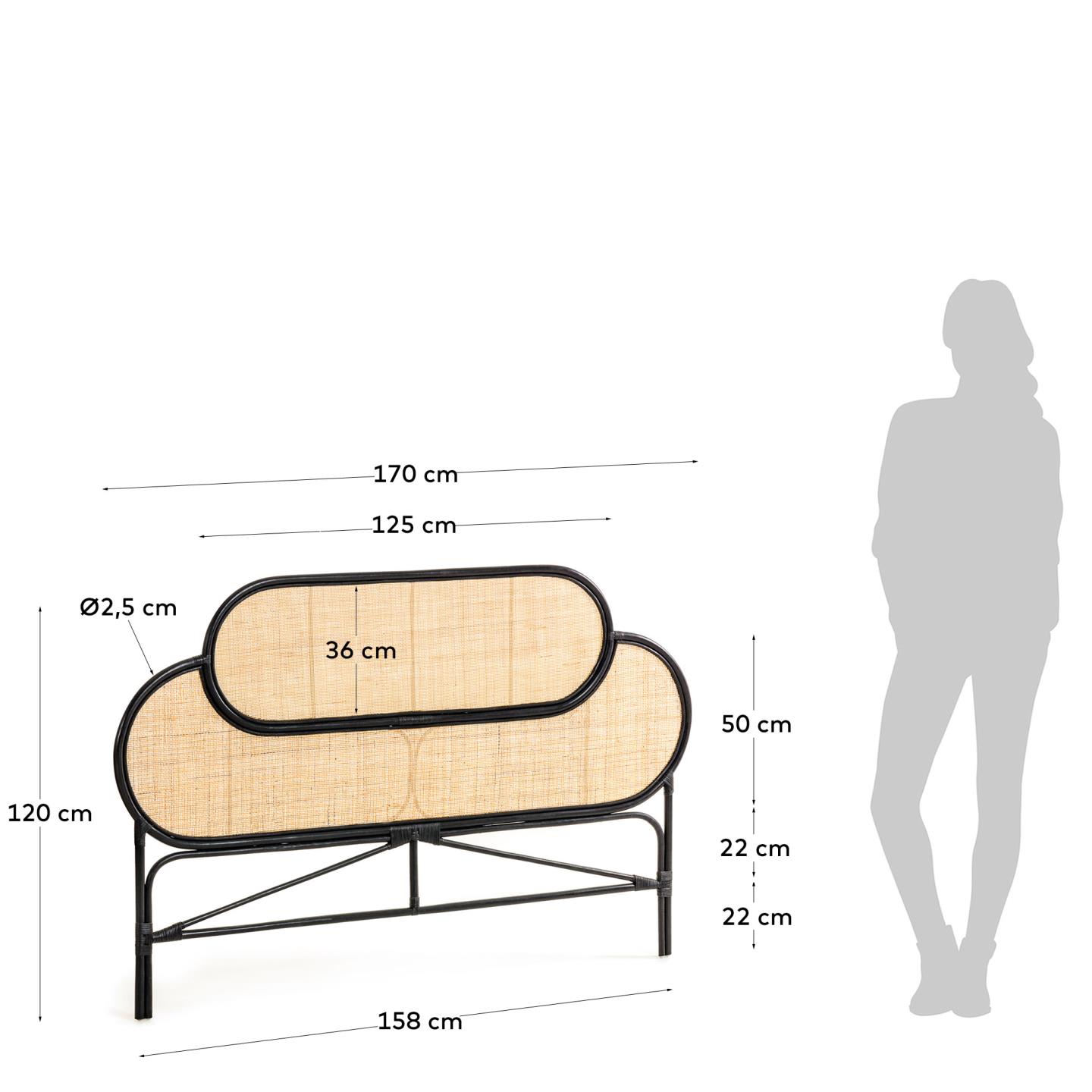 Lalita Bettkopfteil aus Rattan mit schwarzem Finish für Bett von 160 cm in Mehrfarbig präsentiert im Onlineshop von KAQTU Design AG. Zubehör Bett ist von Kave Home