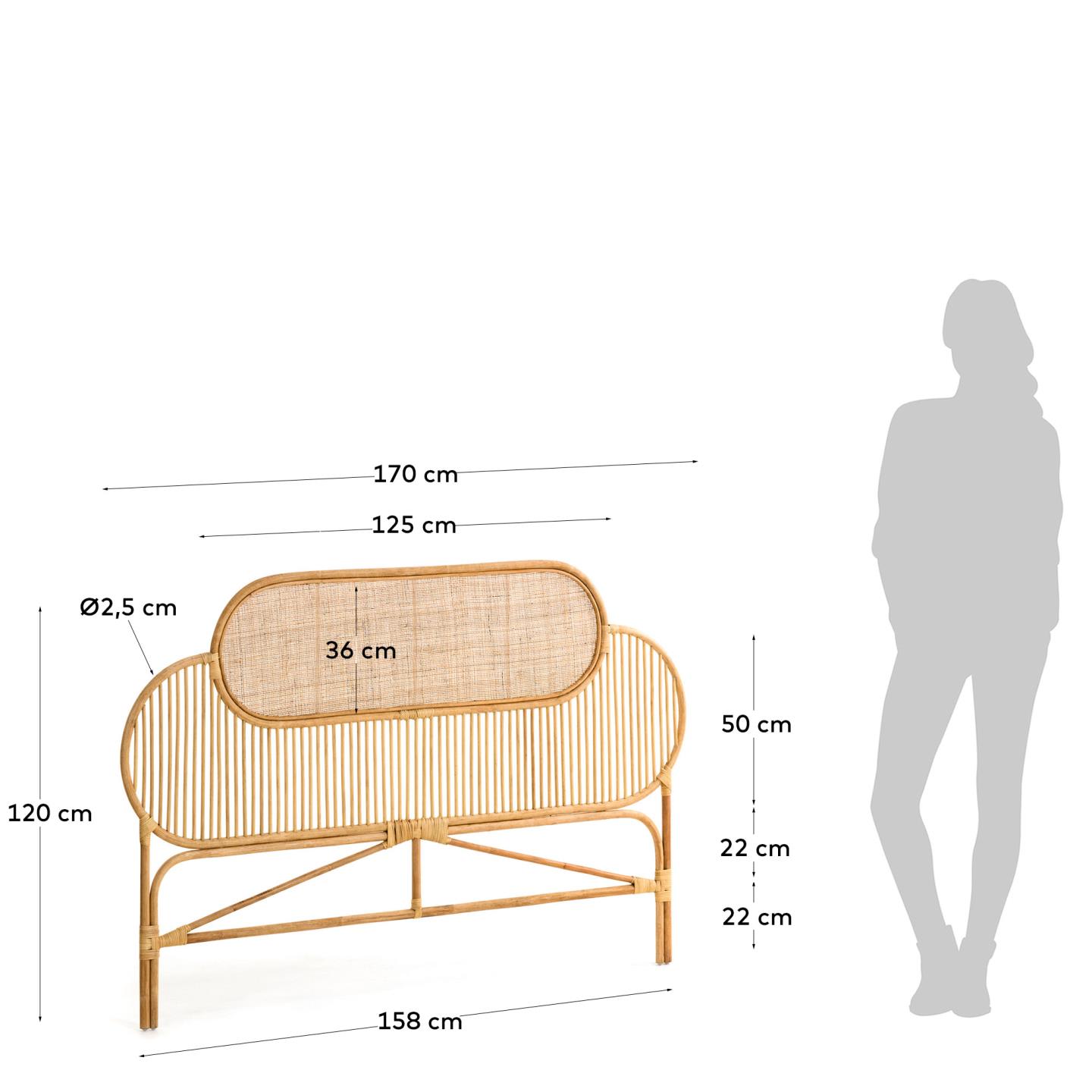 Lalita Bettkopfteil aus Rattan mit natürlichem Finish für Bett von 160 cm in Braun präsentiert im Onlineshop von KAQTU Design AG. Zubehör Bett ist von Kave Home