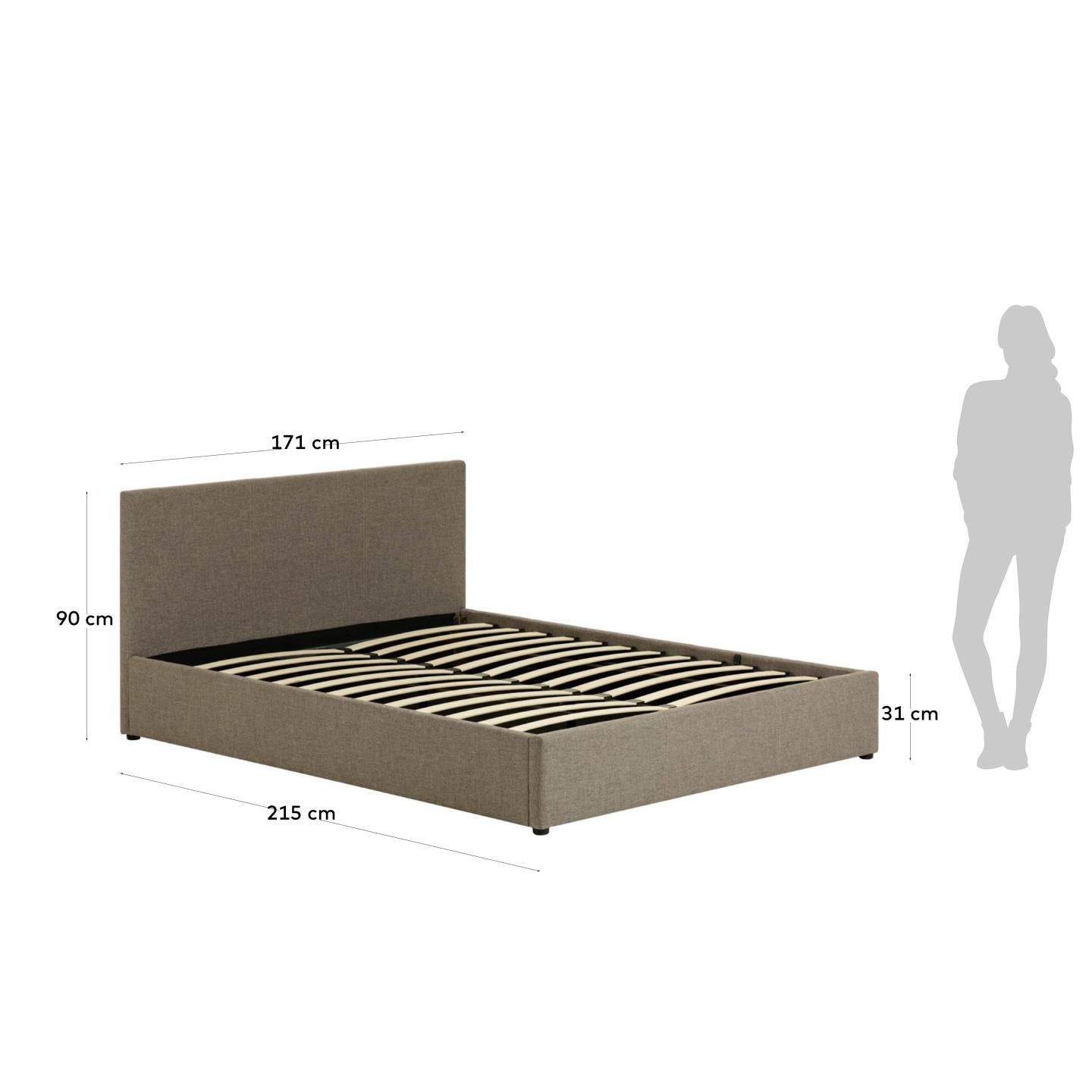 Nahiri Bett mit Stauraum in Grau für Matratze von 160 x 200 cm in Grau präsentiert im Onlineshop von KAQTU Design AG. Bett ist von Kave Home