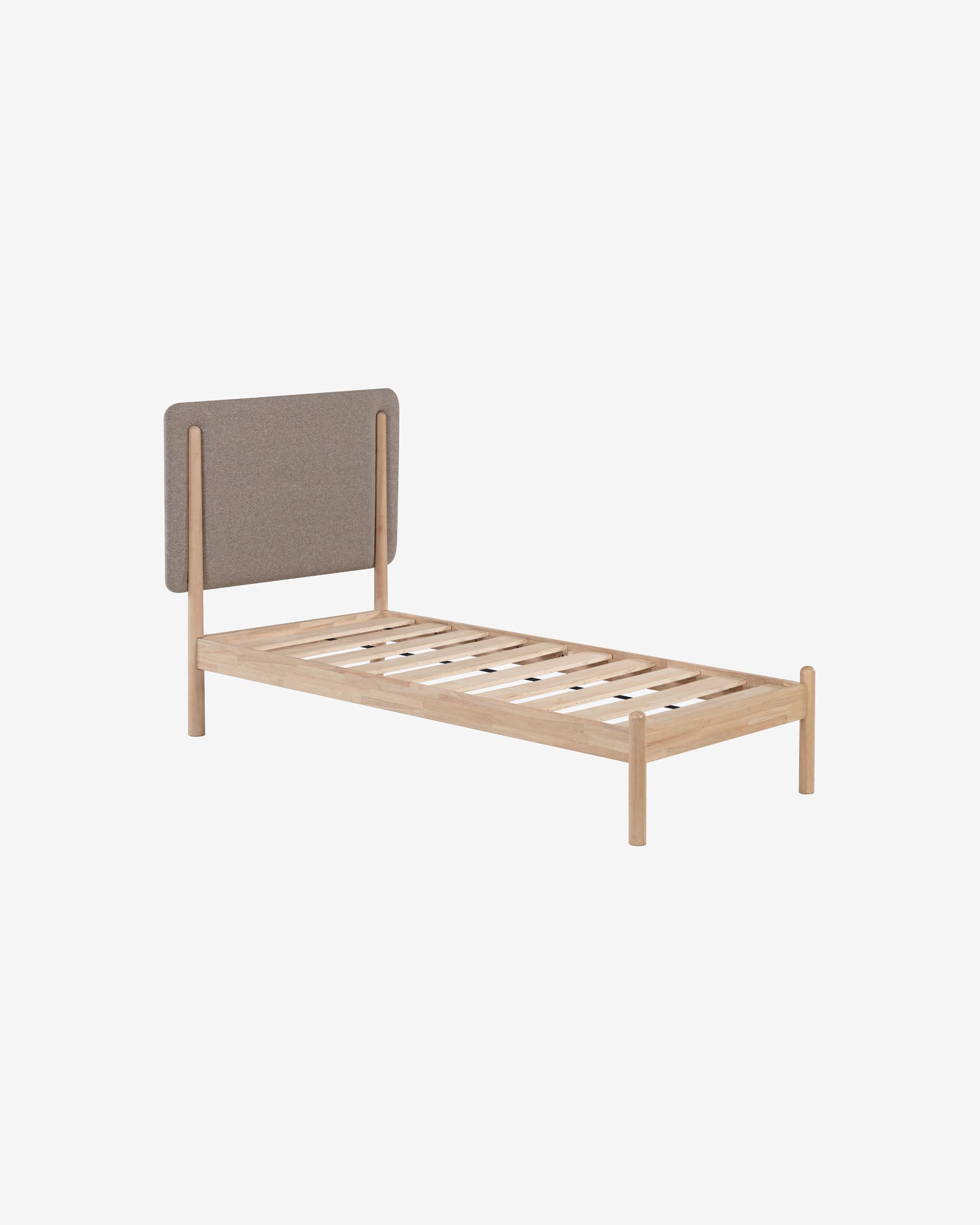 Shayndel Bett aus massivem Kautschukholz für Matratze von 90 x 190 cm in Grau präsentiert im Onlineshop von KAQTU Design AG. Bett ist von Kave Home