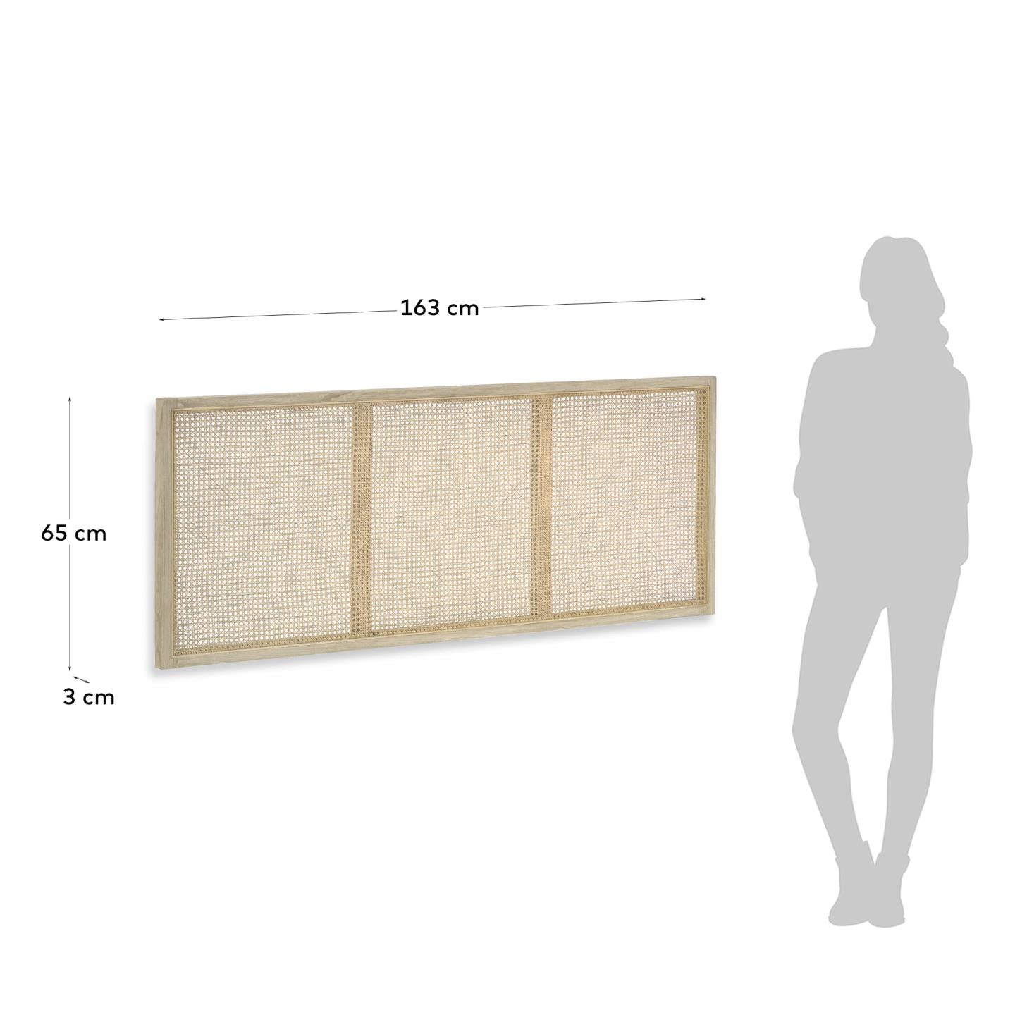 Rexit Bettkopfteil aus massivem Mindiholz mit Rattan für Bett von 160 cm in Braun präsentiert im Onlineshop von KAQTU Design AG. Zubehör Bett ist von Kave Home