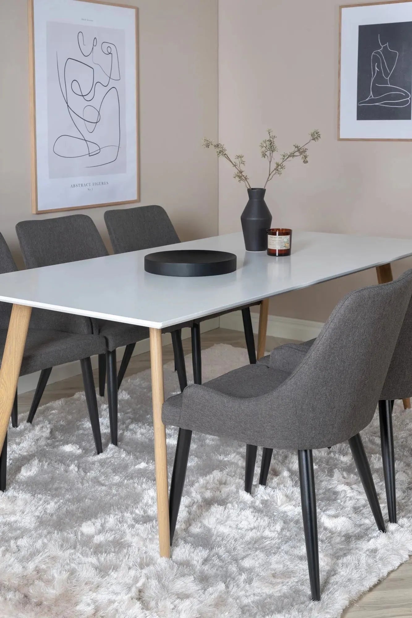 Polar Esszimmerset + Plaza 180cm/6St. in Grau  / Weiss präsentiert im Onlineshop von KAQTU Design AG. Esszimmerset ist von Venture Home