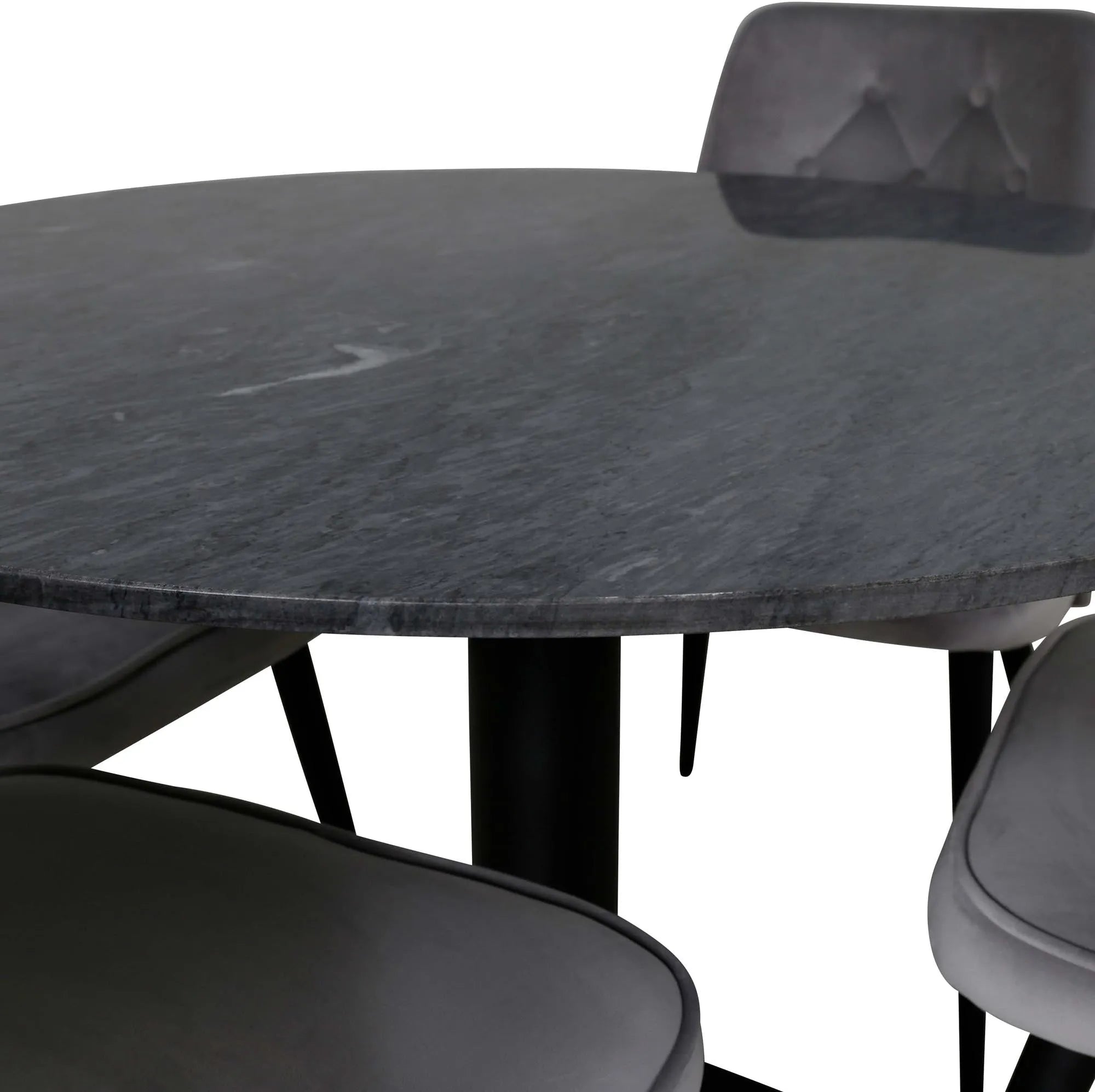 Estelle Esszimmerset + Velvet Deluxe 140cm/4St. in Schwarz präsentiert im Onlineshop von KAQTU Design AG. Esszimmerset ist von Venture Home