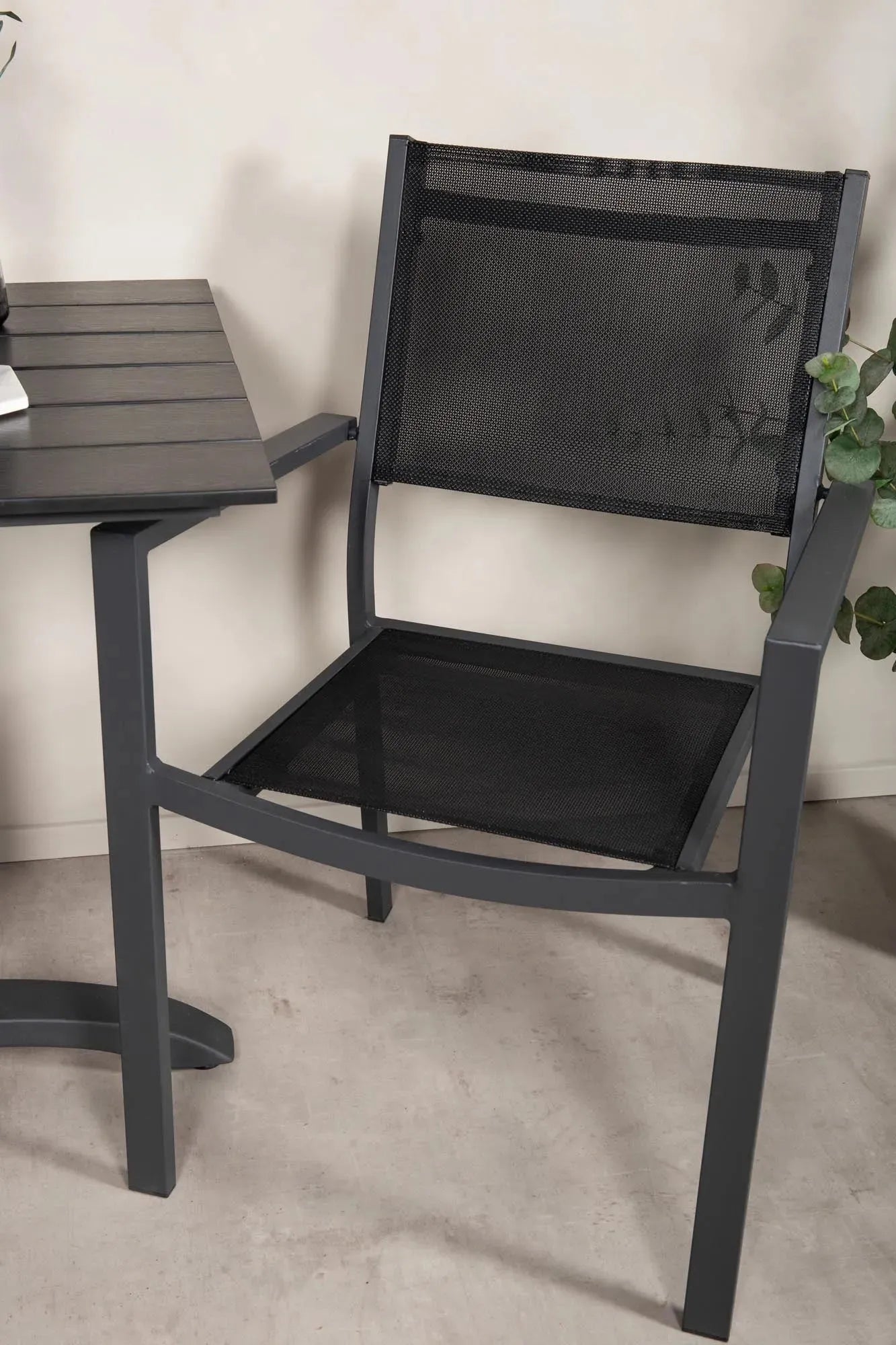 Colorado Cafétisch + 2 x Copacabana Arm Stuhl in Schwarz Schwarz präsentiert im Onlineshop von KAQTU Design AG. Esszimmerset ist von Venture Home