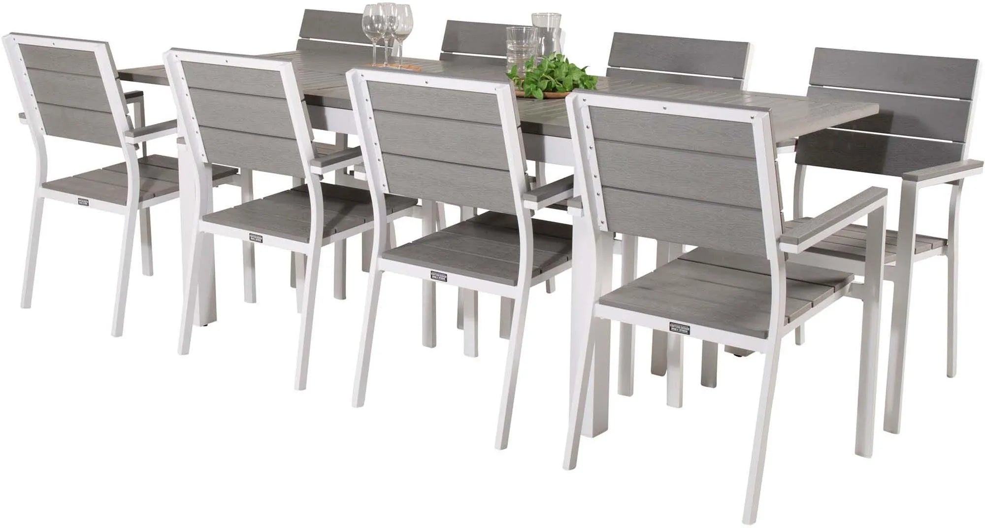 Albany Outdoor-Esstischset + Levels 160cm/8St. - KAQTU Design