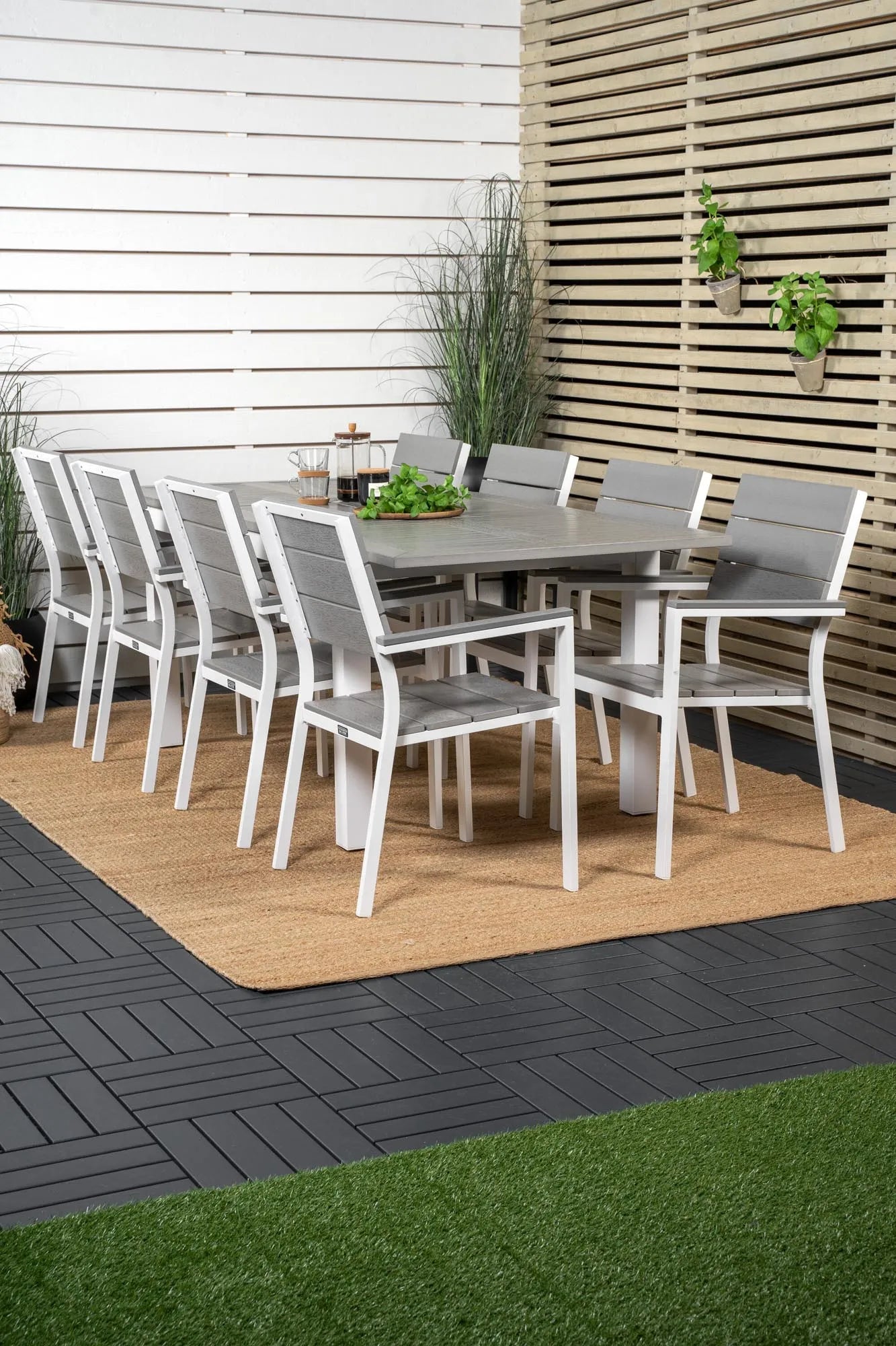 Albany Outdoor-Esstischset + Levels 160cm/8St. - KAQTU Design