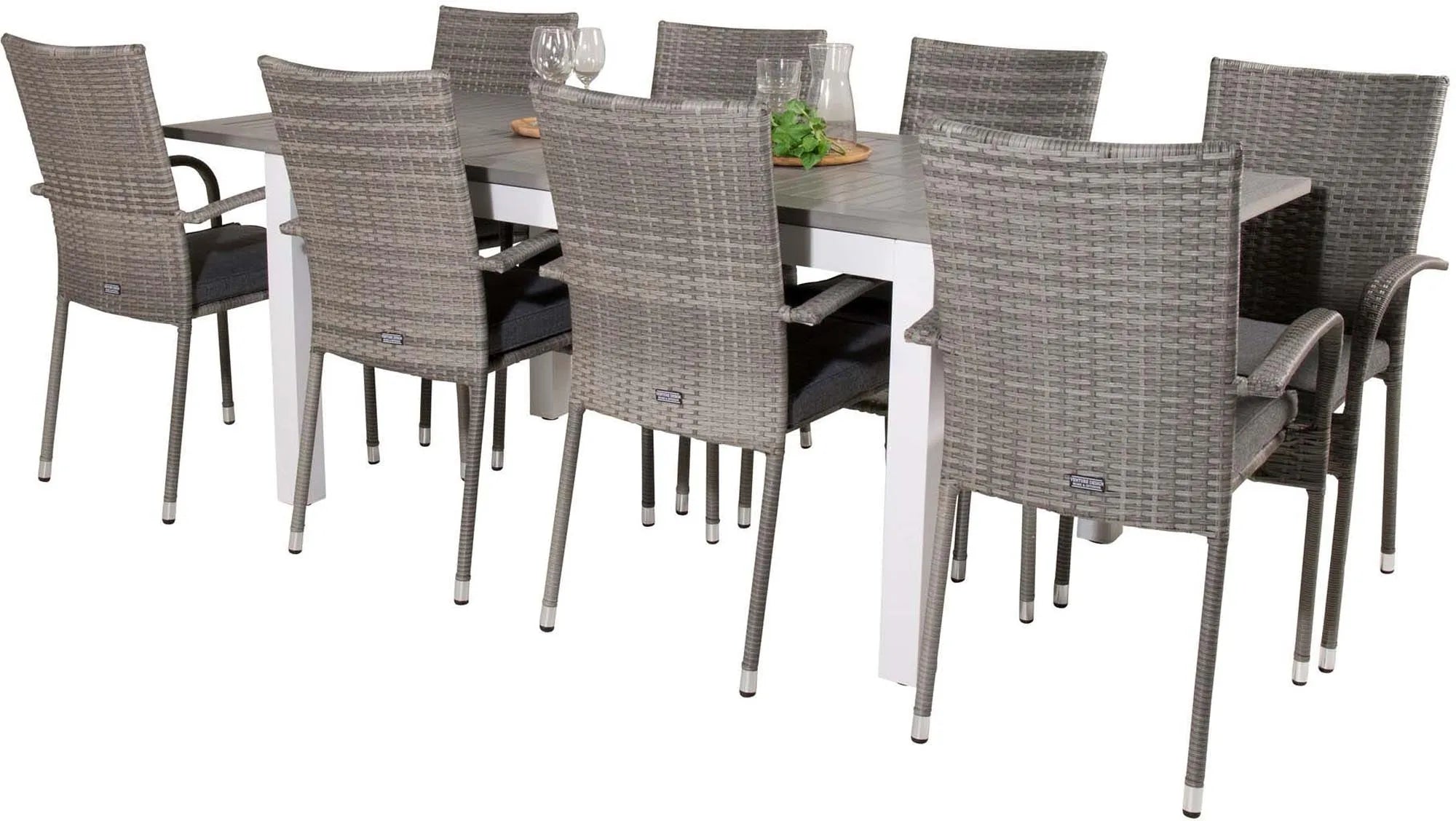 Albany Outdoor-Esstischset + Anna 160cm/8St. - KAQTU Design