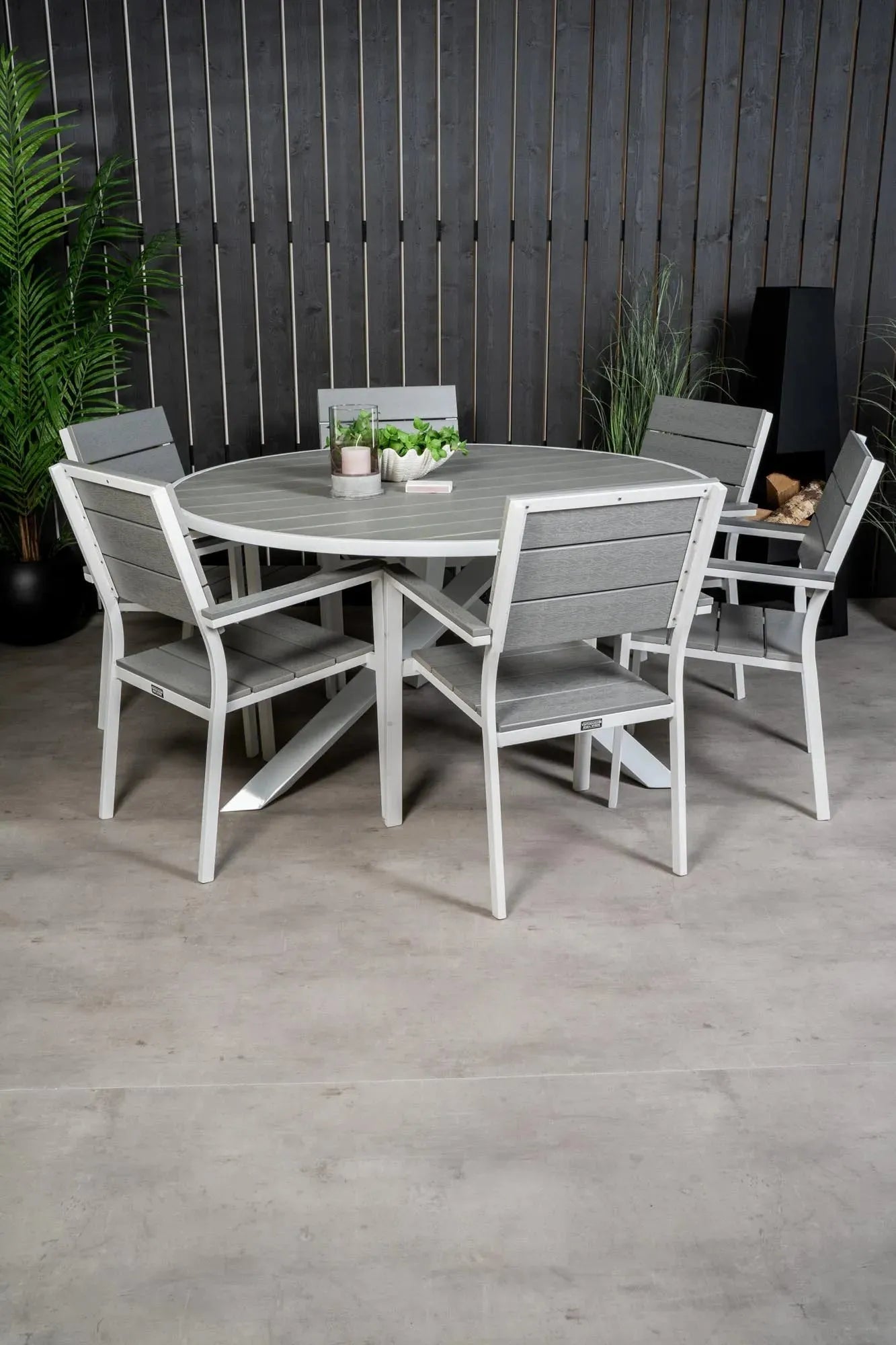 Parma Outdoor-Tischset + Levels ⌀140cm/6St. - KAQTU Design