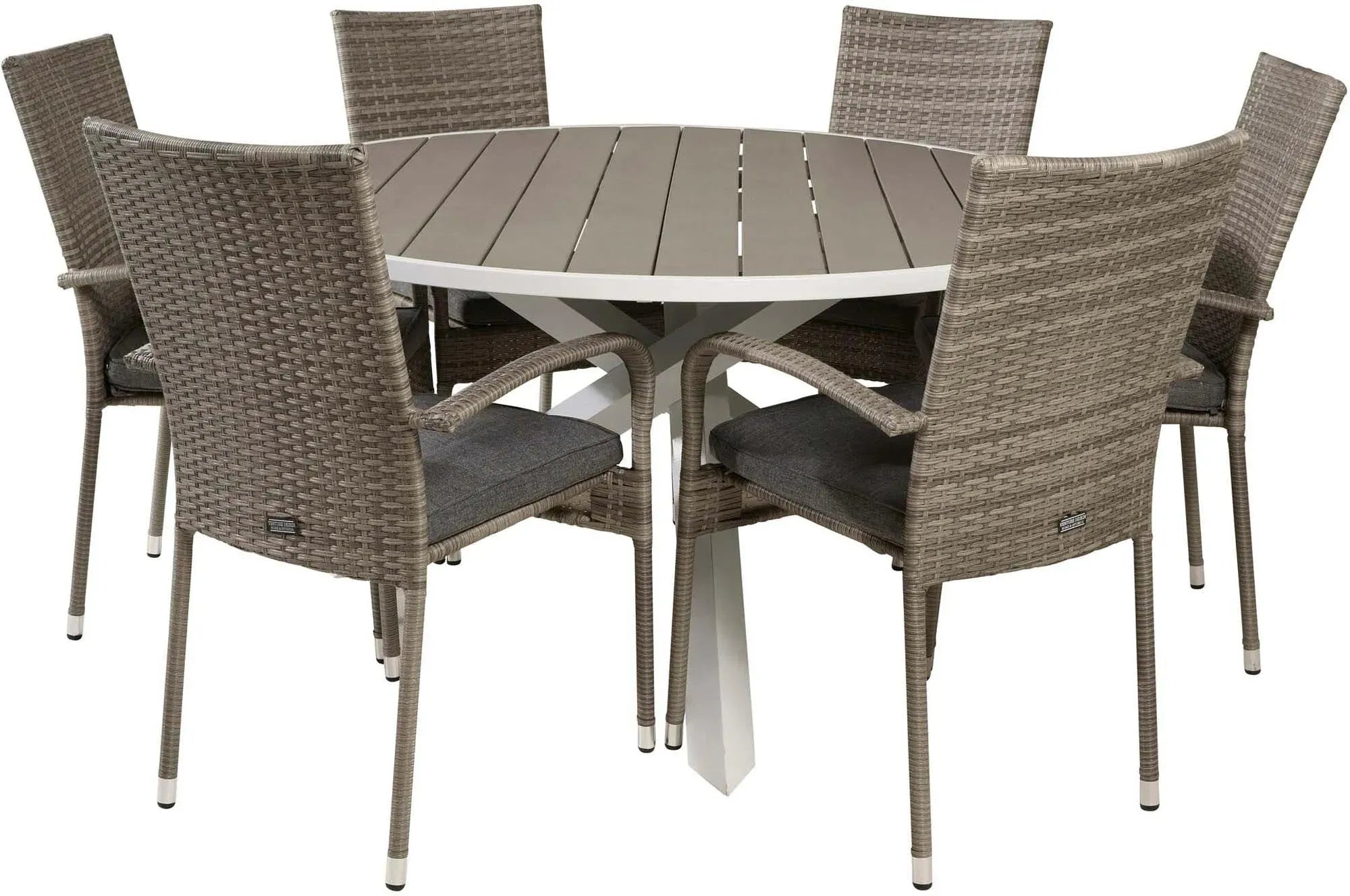 Parma Outdoor-Tischset + Anna ⌀140cm/6St., Gartentischset, KAQTU Design