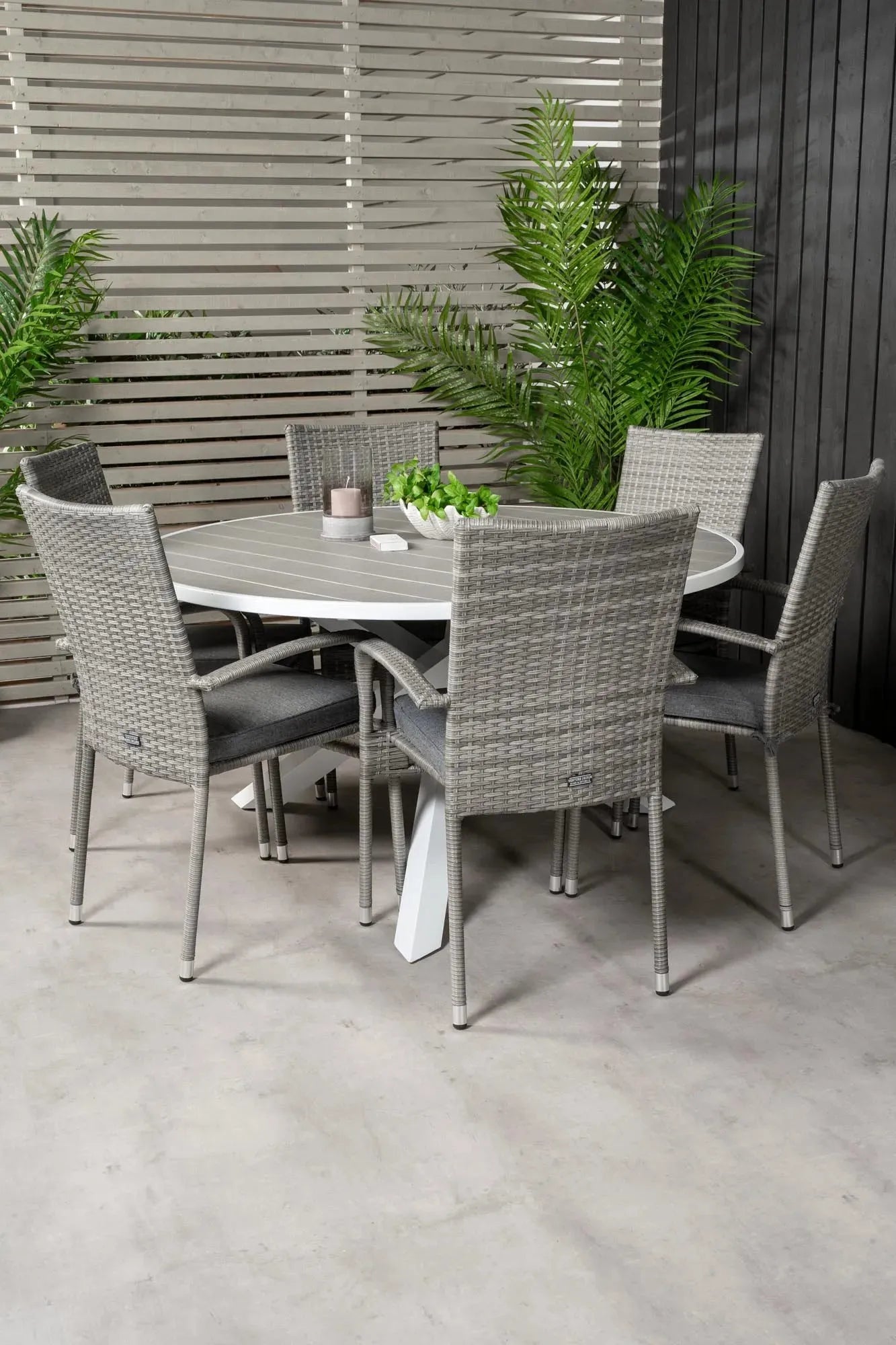 Parma Outdoor-Tischset + Anna ⌀140cm/6St. - KAQTU Design