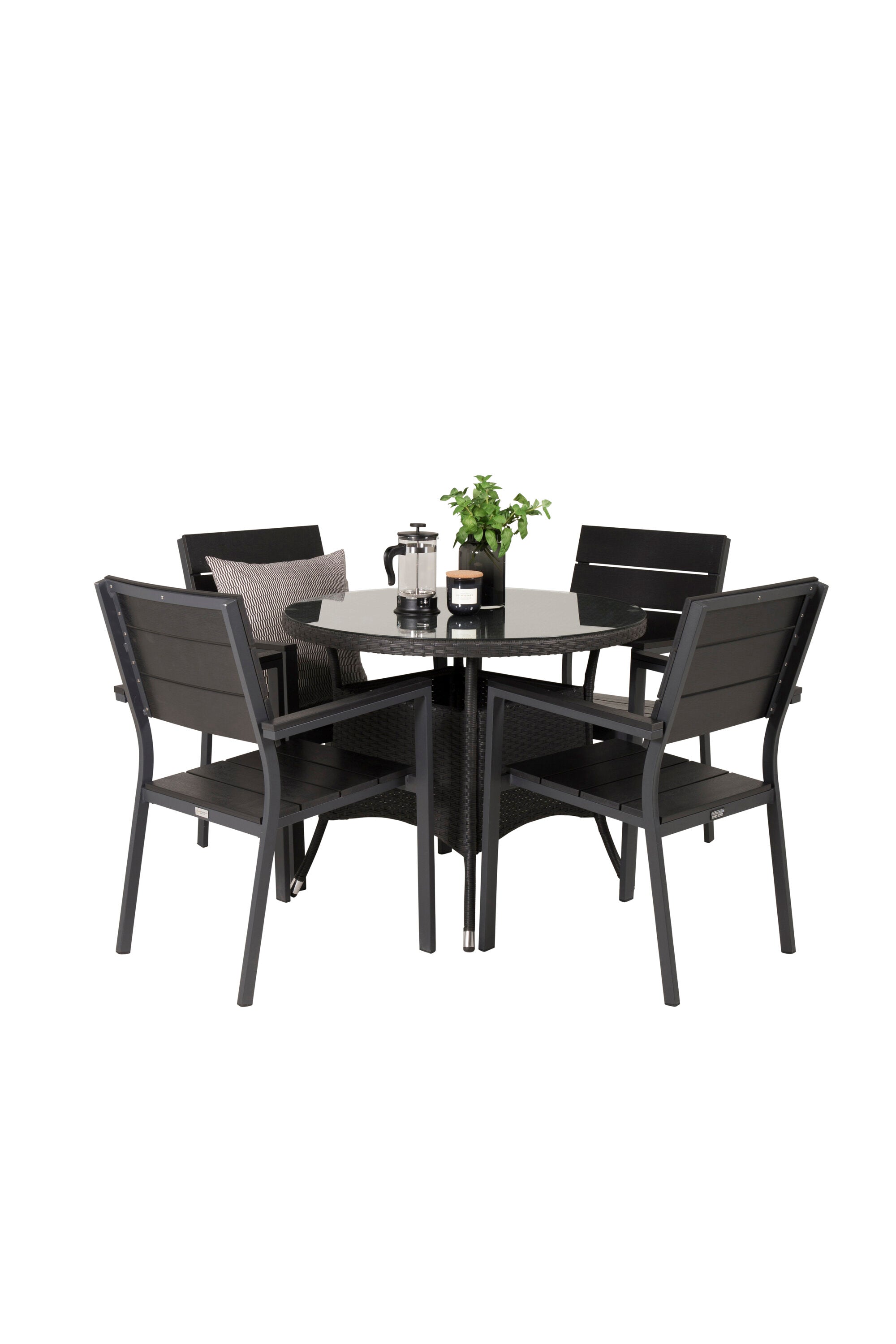 Volta Gartentisch-Set in Schwarz/Schwarz präsentiert im Onlineshop von KAQTU Design AG. Gartentischset ist von Venture Home