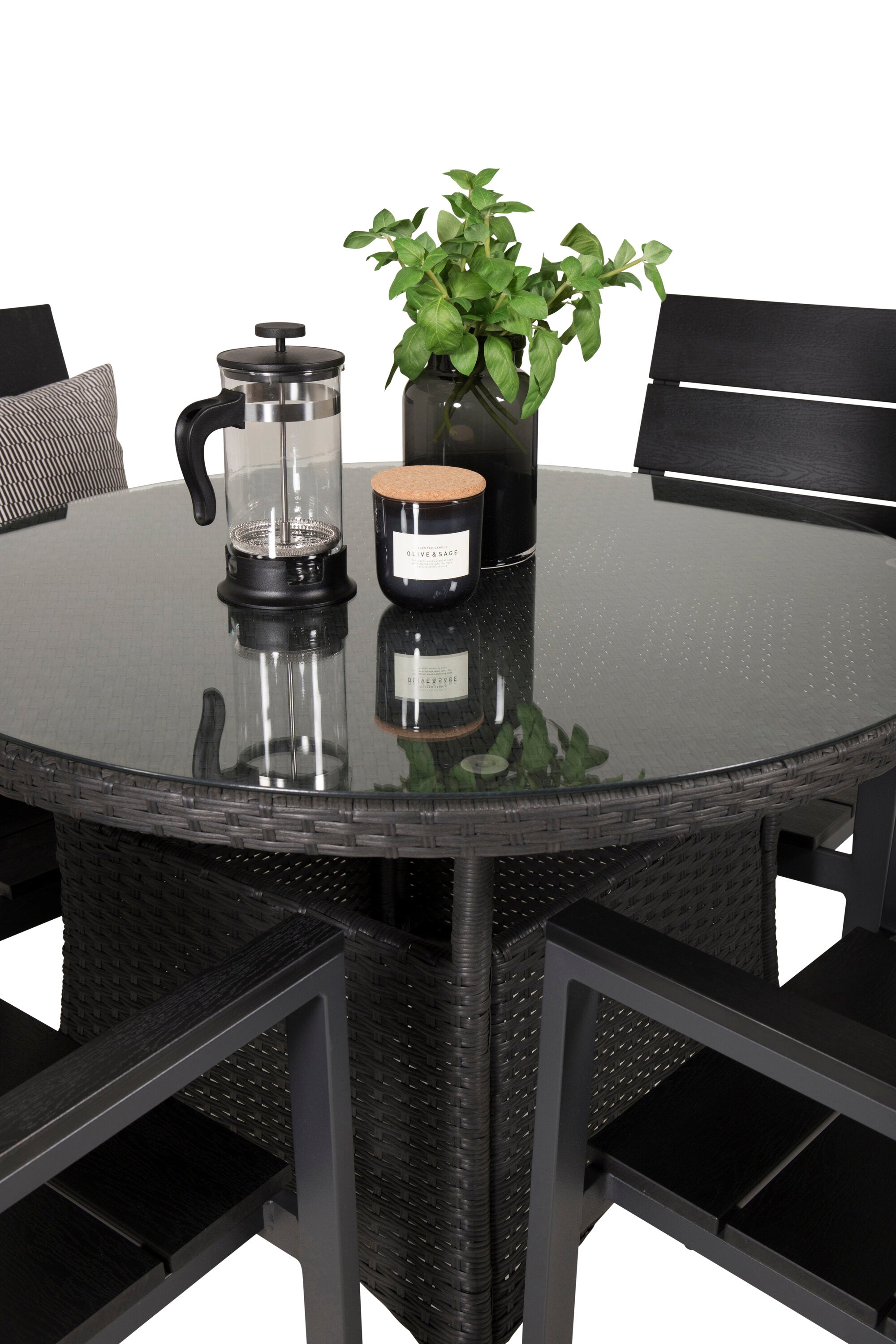 Volta Gartentisch-Set in Schwarz/Schwarz präsentiert im Onlineshop von KAQTU Design AG. Gartentischset ist von Venture Home