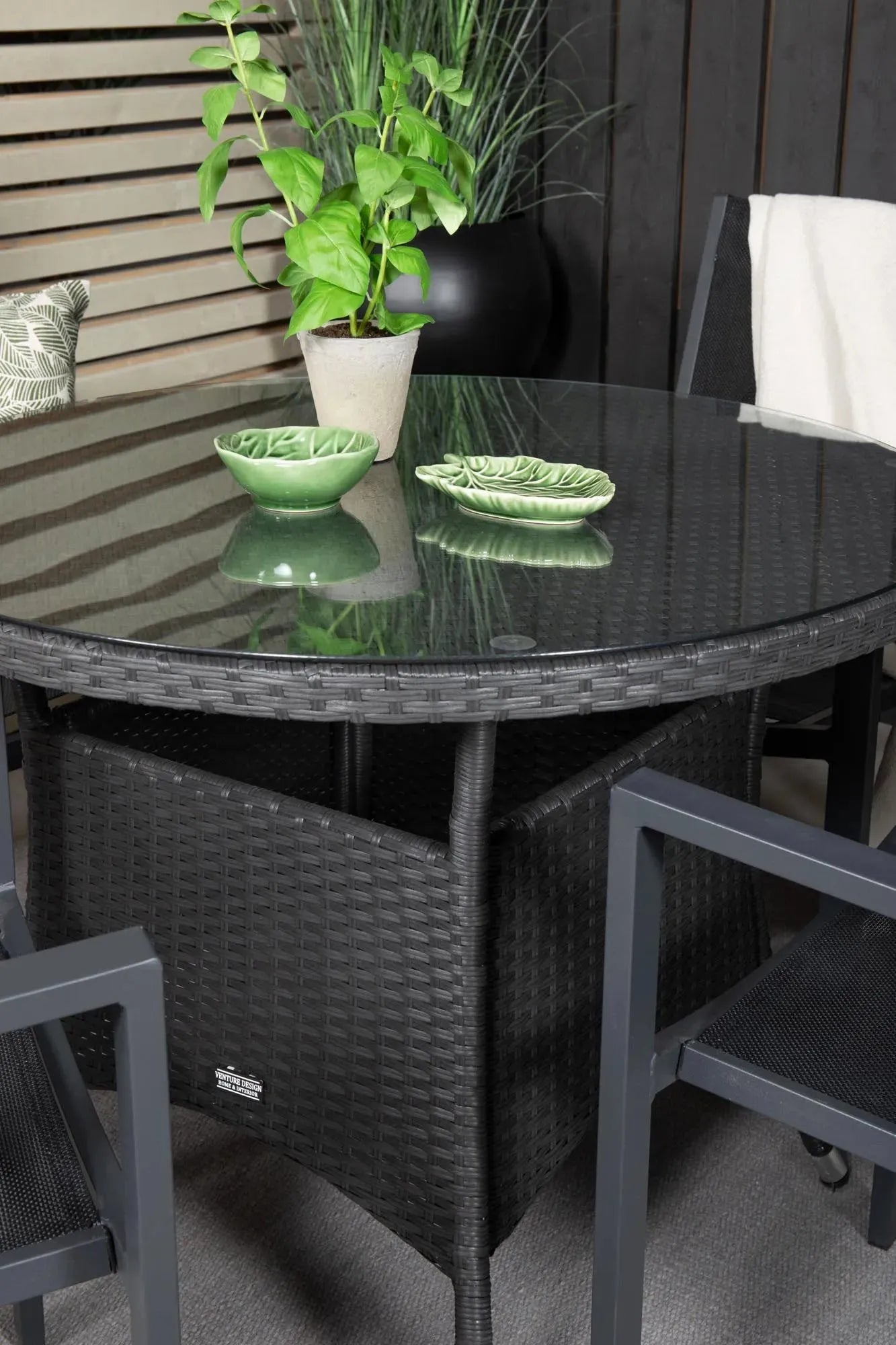 Volta Outdoor-Tischset + Copacabana ⌀90cm/4St. - KAQTU Design