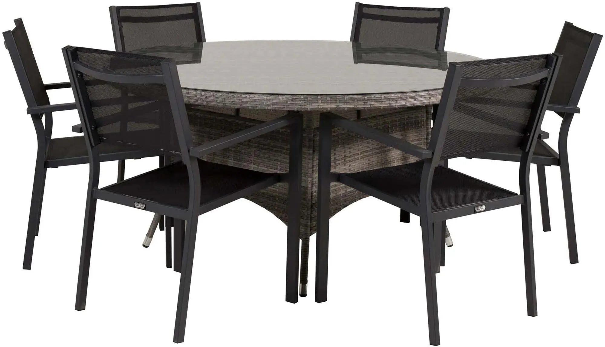 Volta Outdoor-Tischset + Copacabana ⌀150cm/6St., Gartentischset, KAQTU Design