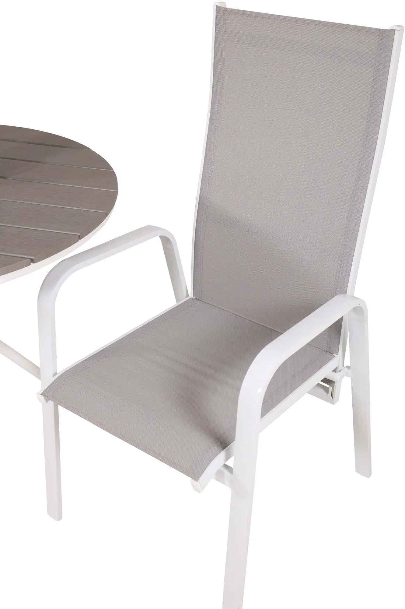 Parma Outdoor-Tischset + Copacabana Recliner ⌀90cm/2St. in Grau weiss präsentiert im Onlineshop von KAQTU Design AG. Gartentischset ist von Venture Home