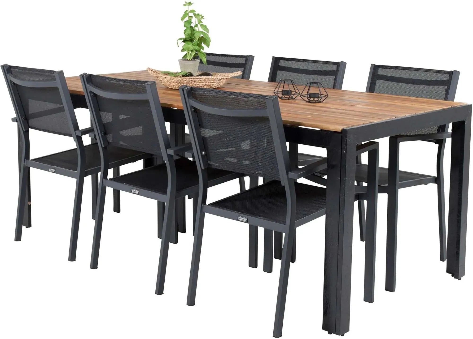 Bois Outdoor-Tischset + Copacabana 205cm/6St. - KAQTU Design