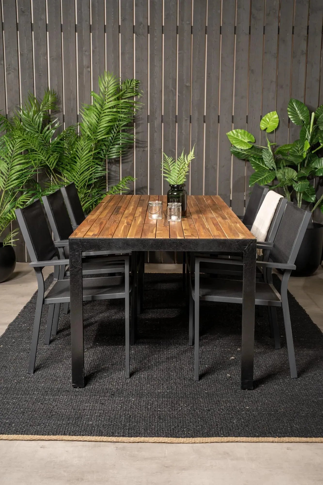 Bois Outdoor-Tischset + Copacabana 205cm/6St. - KAQTU Design