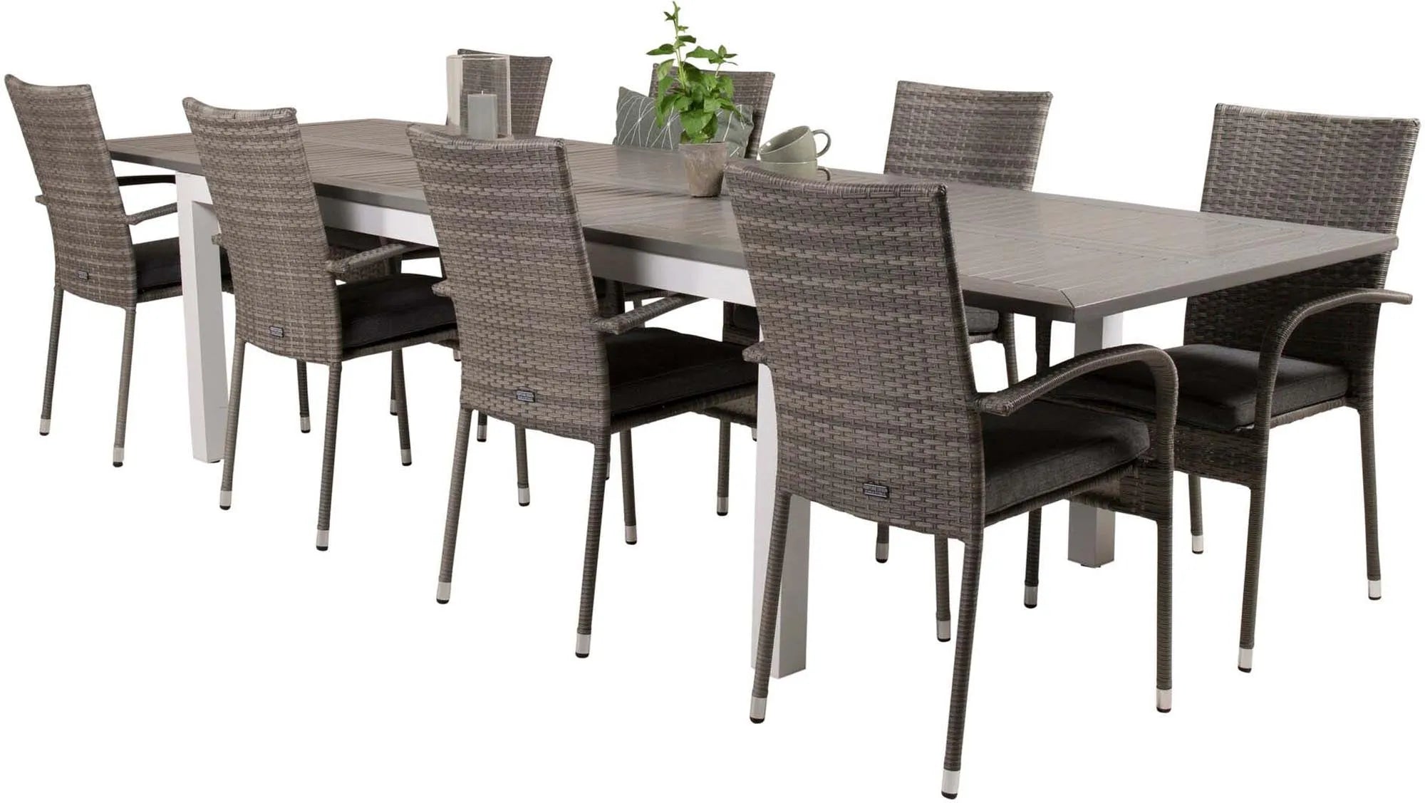 Albany Outdoor-Esstischset + Anna 224cm/8St. - KAQTU Design