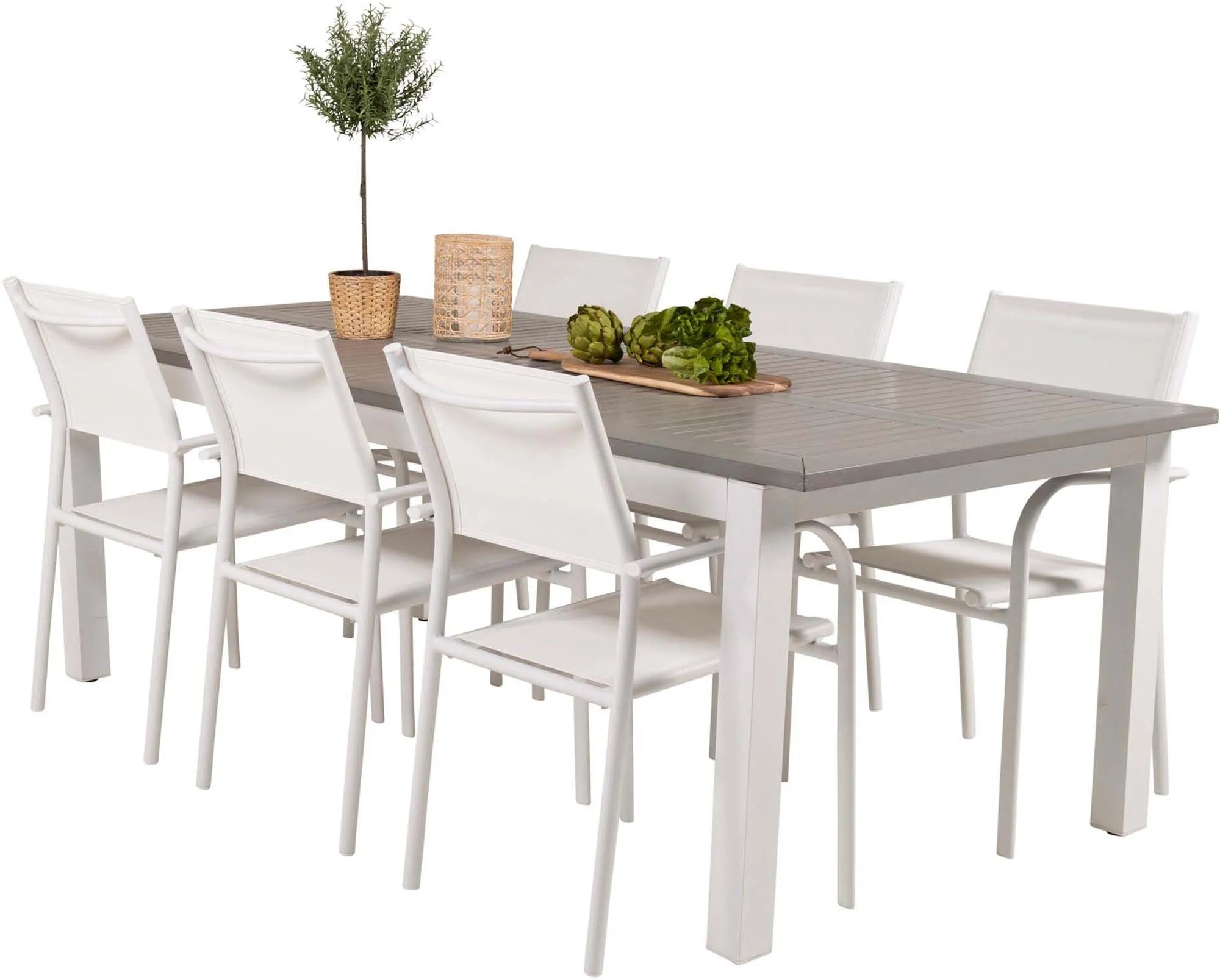 Albany Outdoor-Esstischset + Santorini 224cm/6St. - KAQTU Design