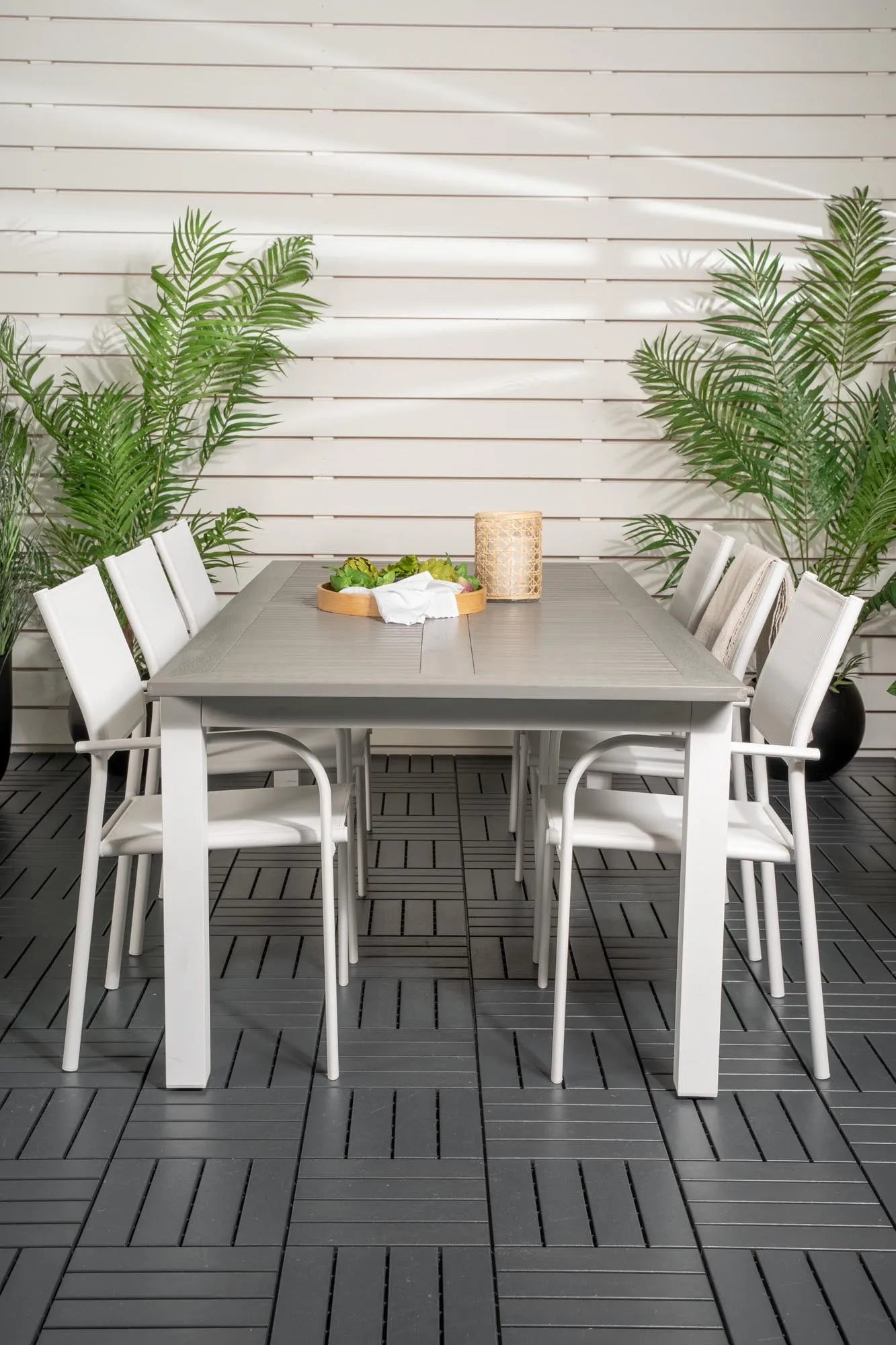 Albany Outdoor-Esstischset + Santorini 224cm/6St. - KAQTU Design