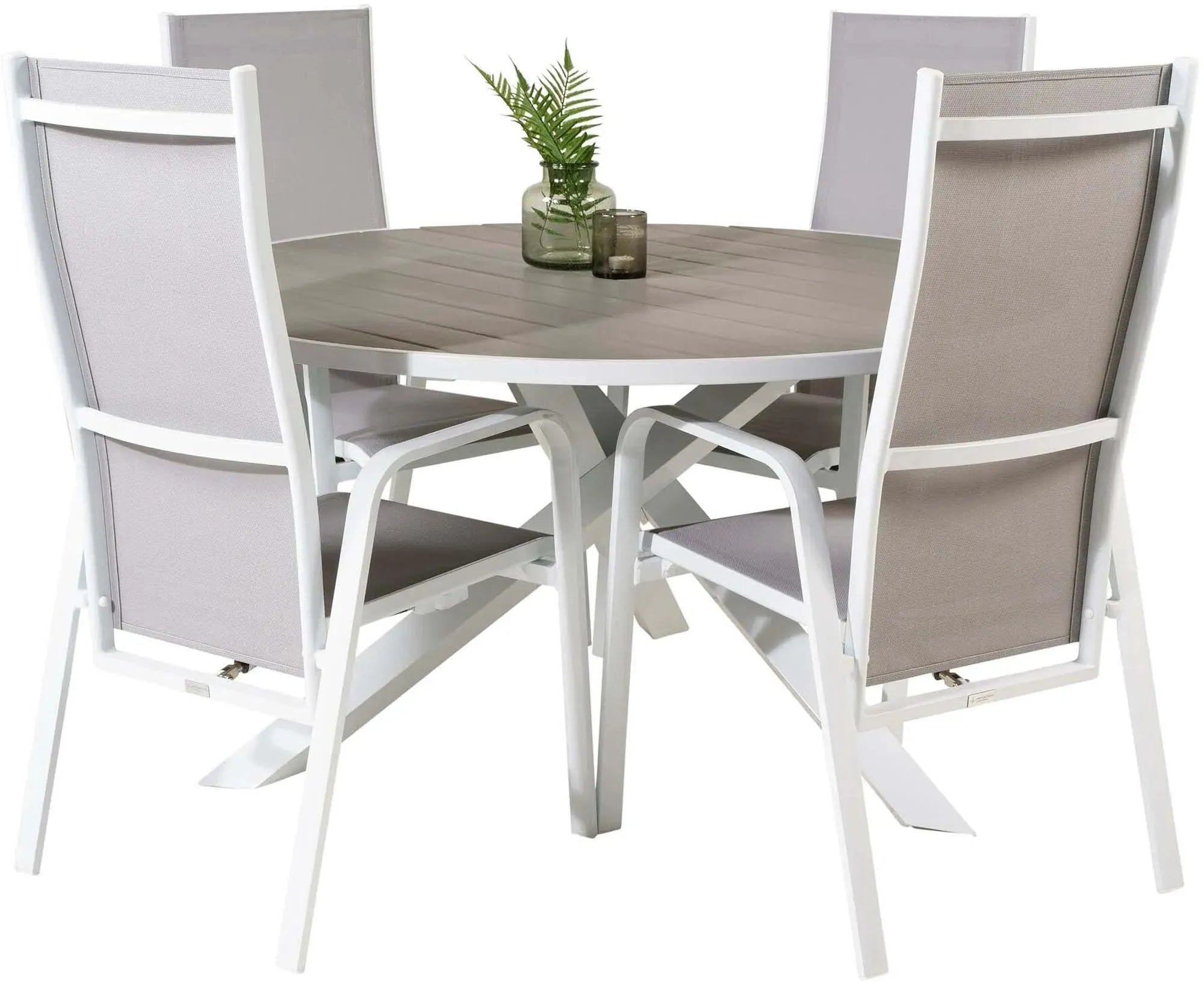 Parma Outdoor-Tischset + Copacabana ⌀140cm/4St. in Schwarzgrau präsentiert im Onlineshop von KAQTU Design AG. Gartentischset ist von Venture Home