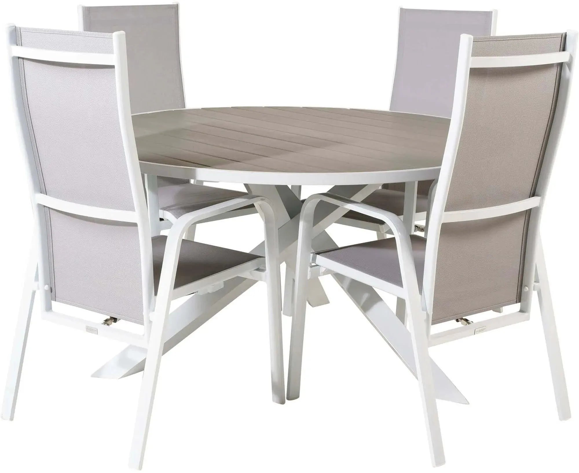 Parma Outdoor-Tischset + Copacabana ⌀140cm/4St., Gartentischset, KAQTU Design