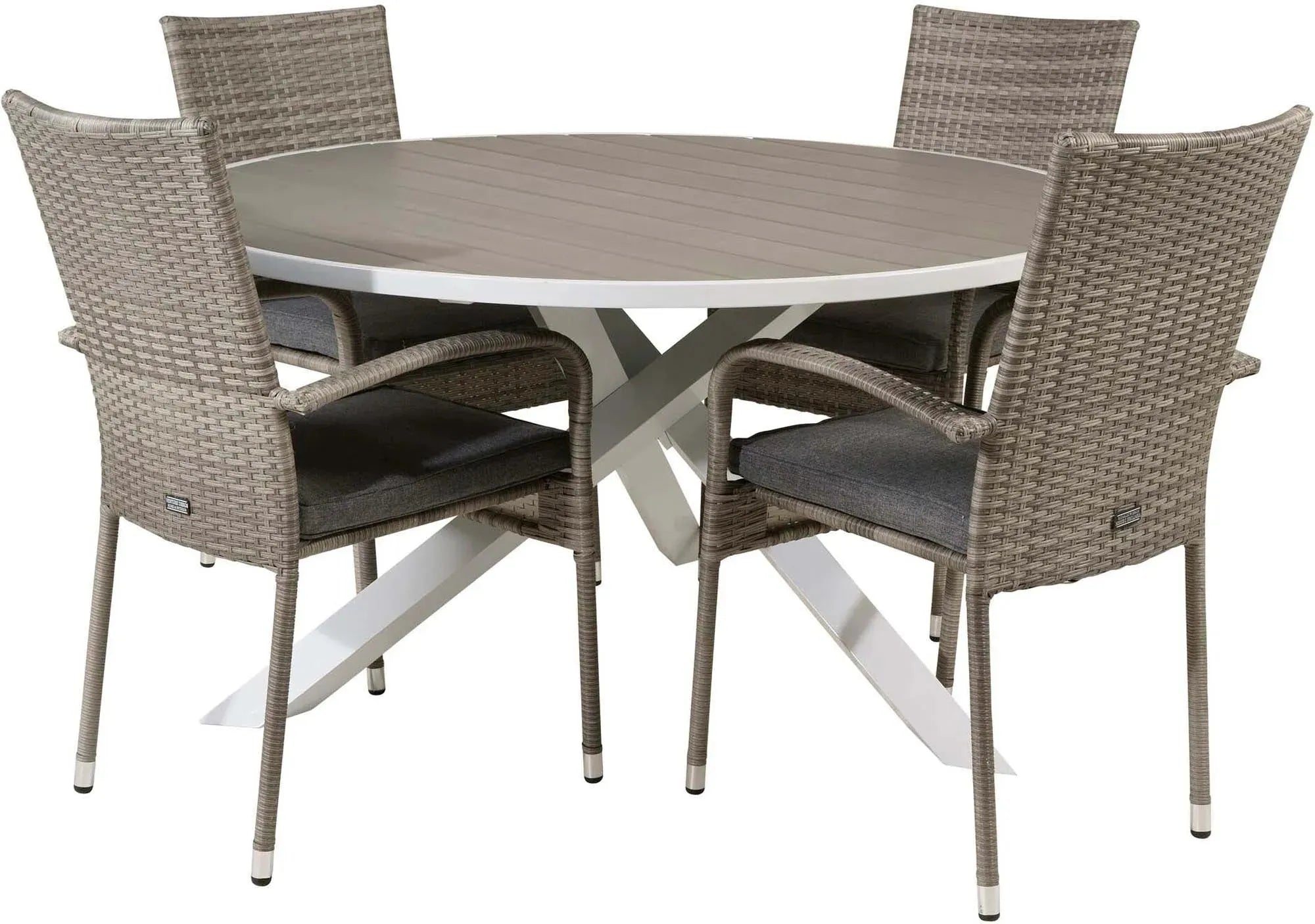 Parma Outdoor-Tischset + Anna ⌀140cm/4St. - KAQTU Design