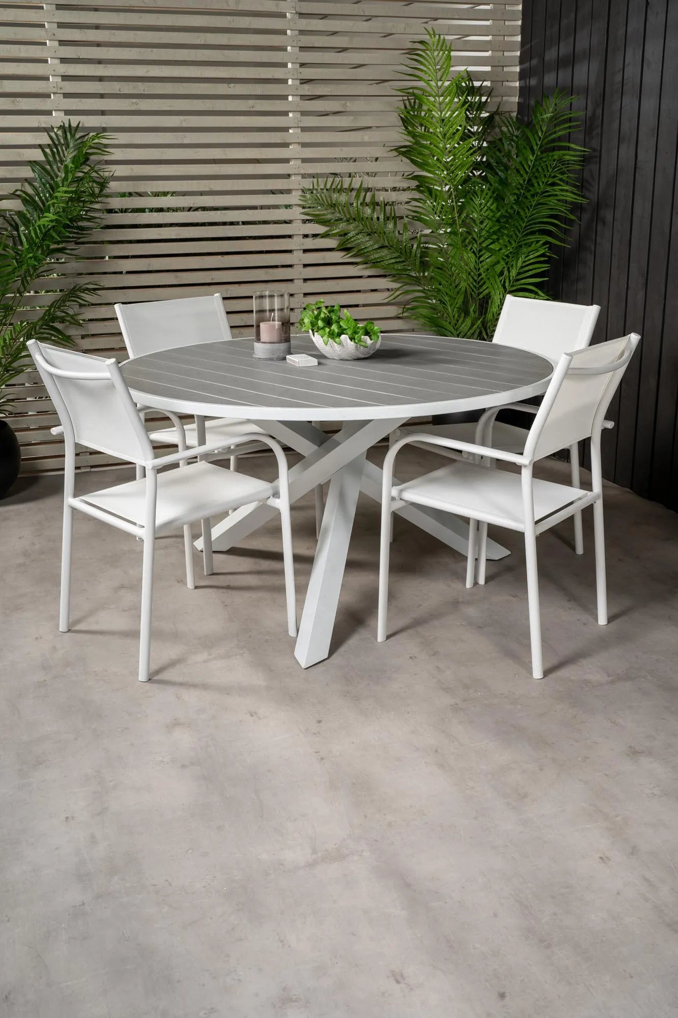 Parma Outdoor-Tischset + Santorini ⌀140cm/4St. - KAQTU Design