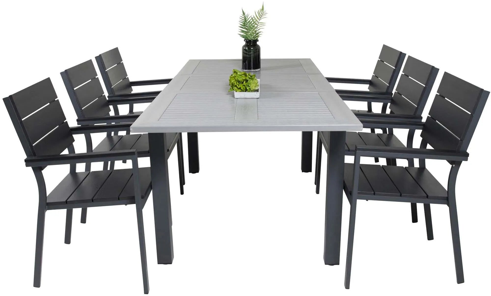 Albany Outdoor-Esstischset + Levels 152cm/6St. - KAQTU Design