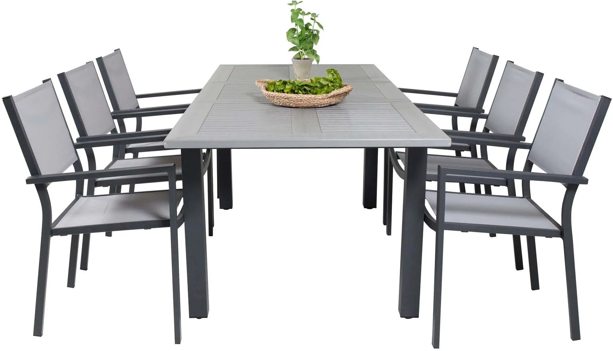 Albany Outdoor-Esstischset + Copacabana 152cm/6St. - KAQTU Design