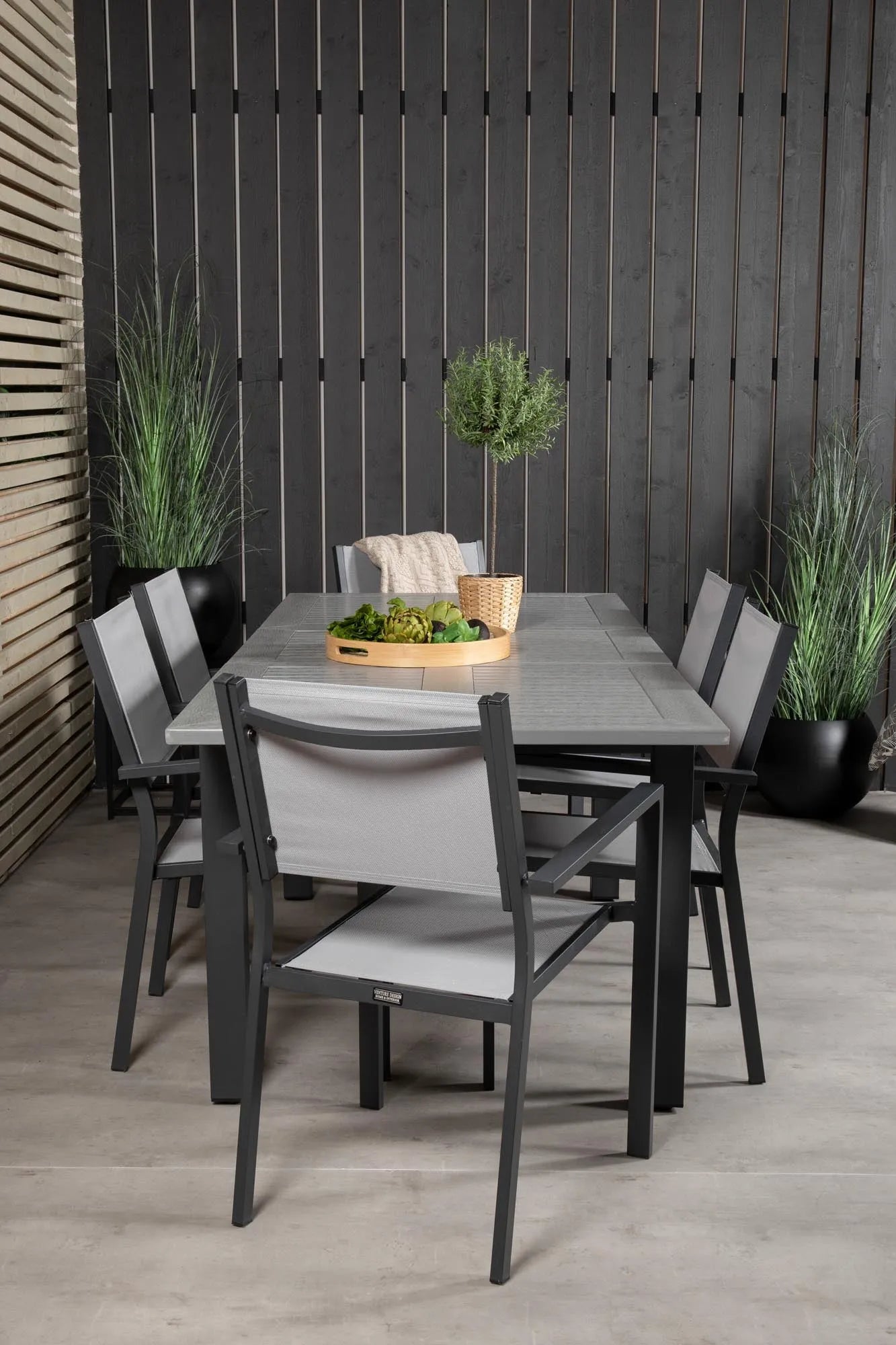 Albany Outdoor-Esstischset + Copacabana 152cm/6St. - KAQTU Design