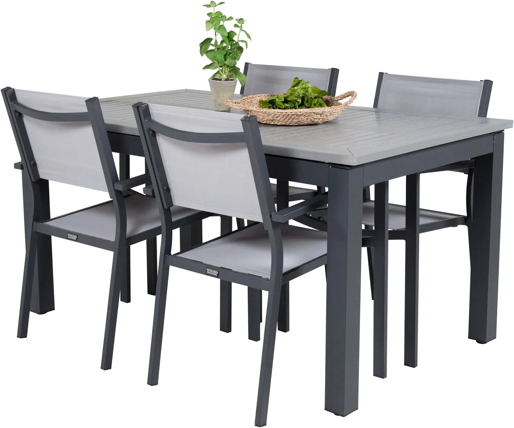 Albany Outdoor-Esstischset + Copacabana 152cm/4St. - KAQTU Design