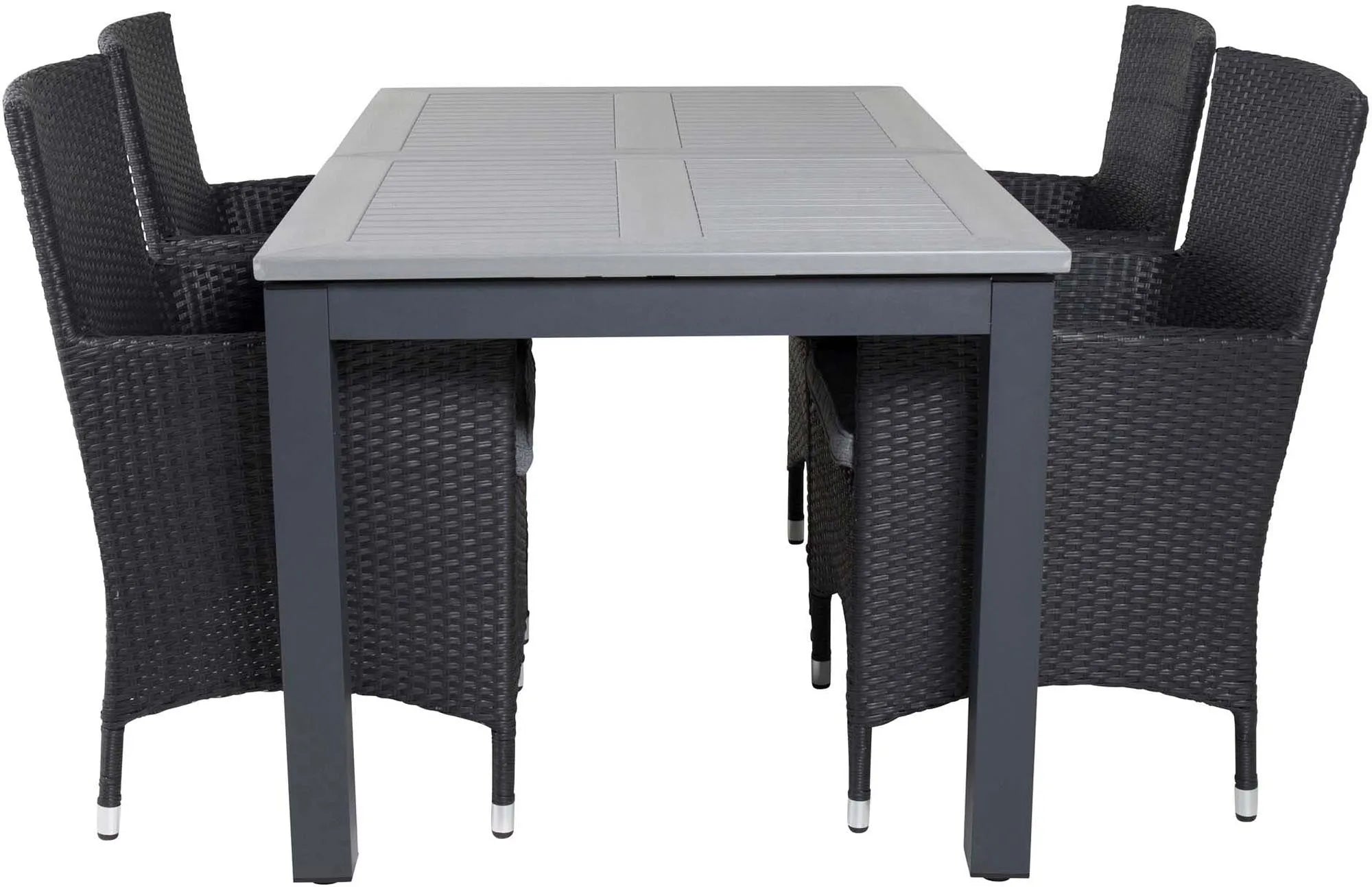 Albany Outdoor-Esstischset + Malin 152cm/4St. - KAQTU Design