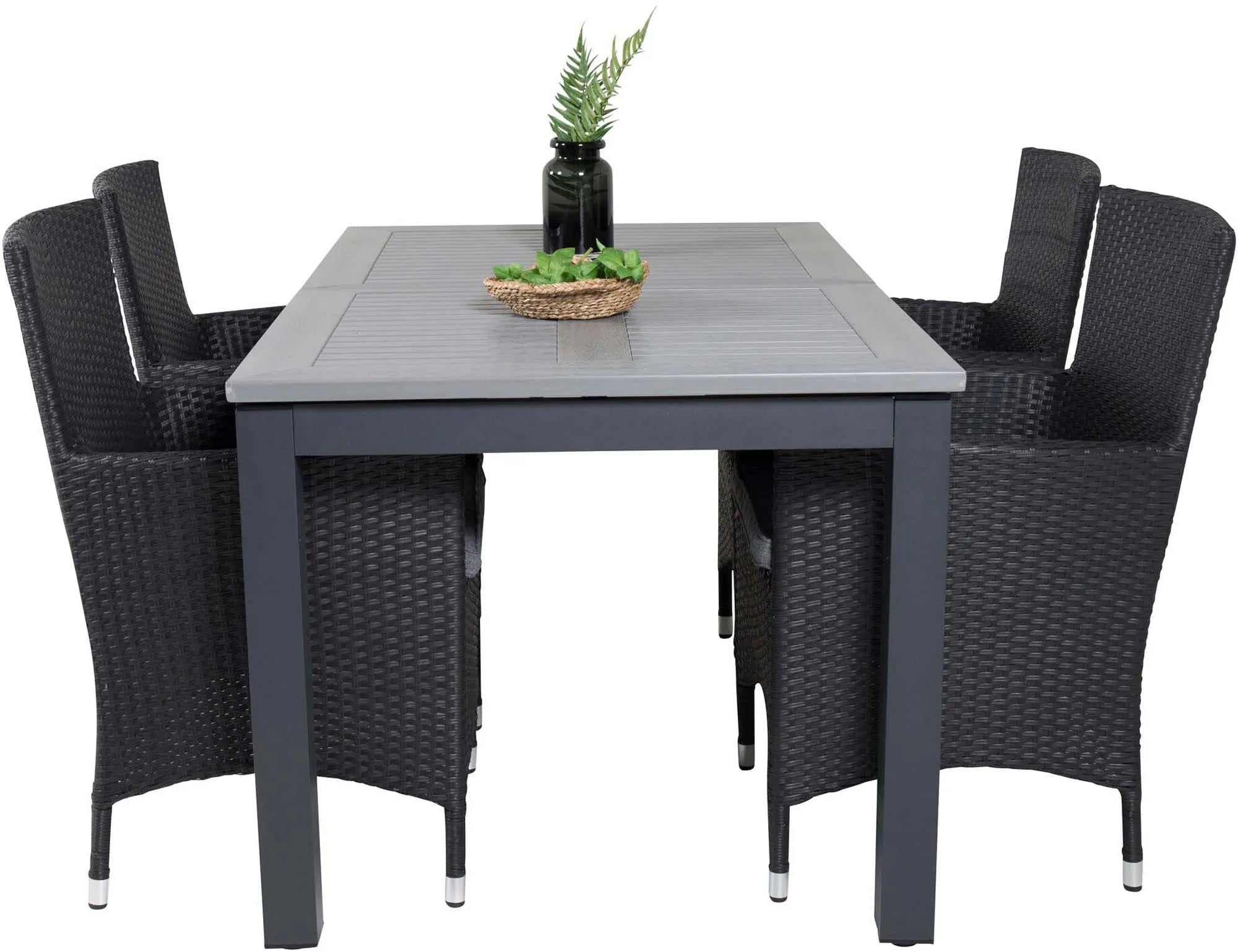 Albany Outdoor-Esstischset + Malin 152cm/4St. - KAQTU Design