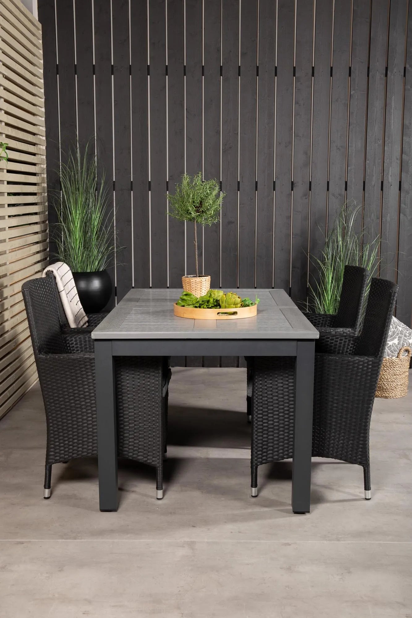 Albany Outdoor-Esstischset + Malin 152cm/4St. - KAQTU Design