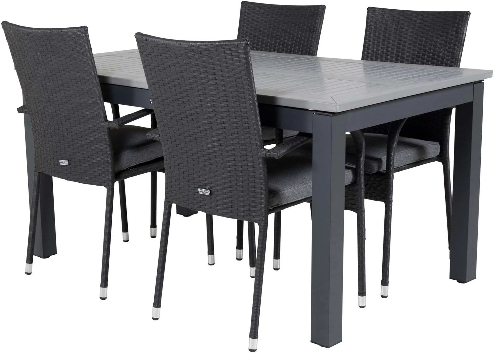 Albany Outdoor-Esstischset + Anna 152cm/4St. - KAQTU Design