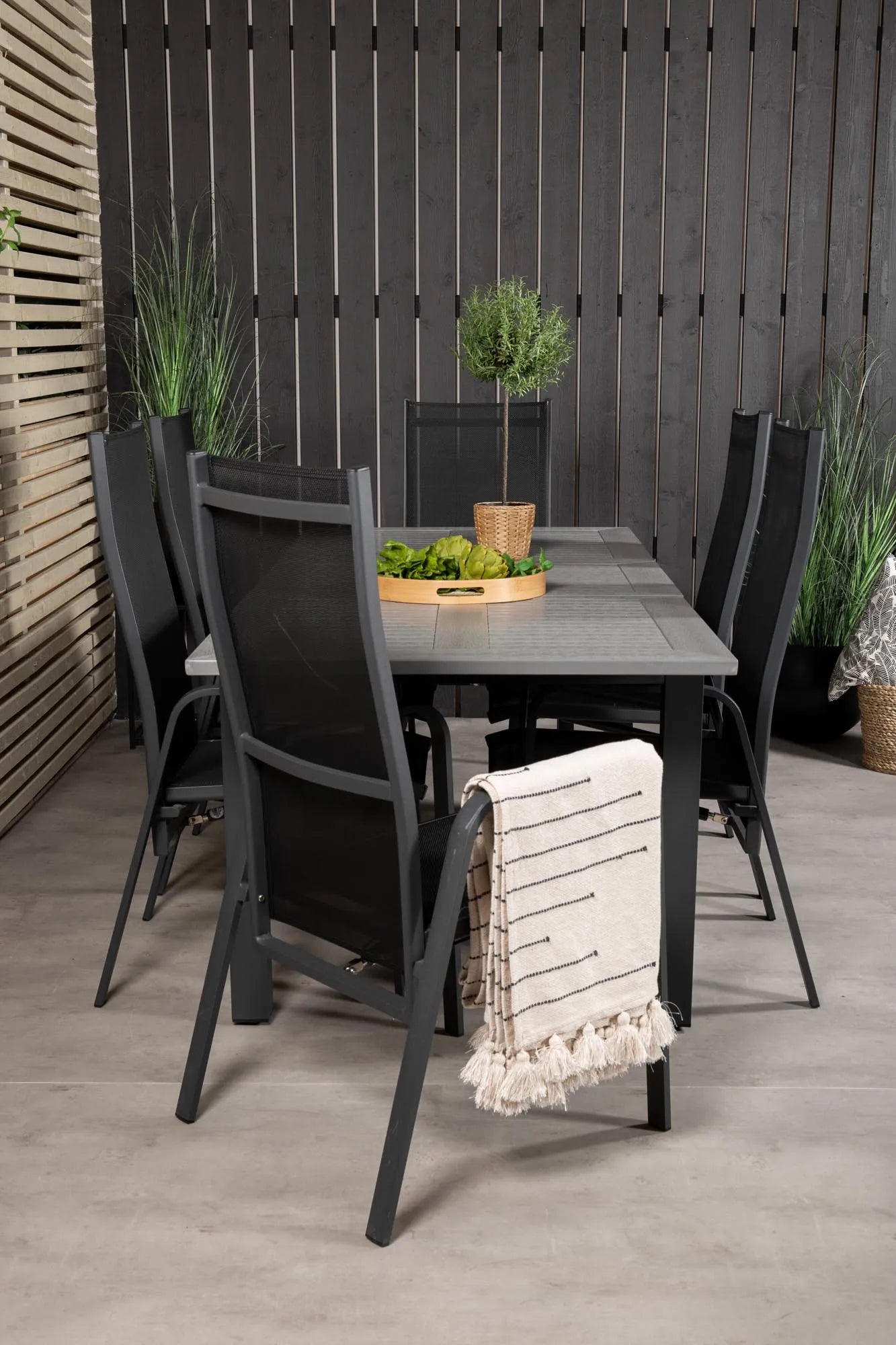 Albany Outdoor-Esstischset + Copacabana 152cm/6St. - KAQTU Design