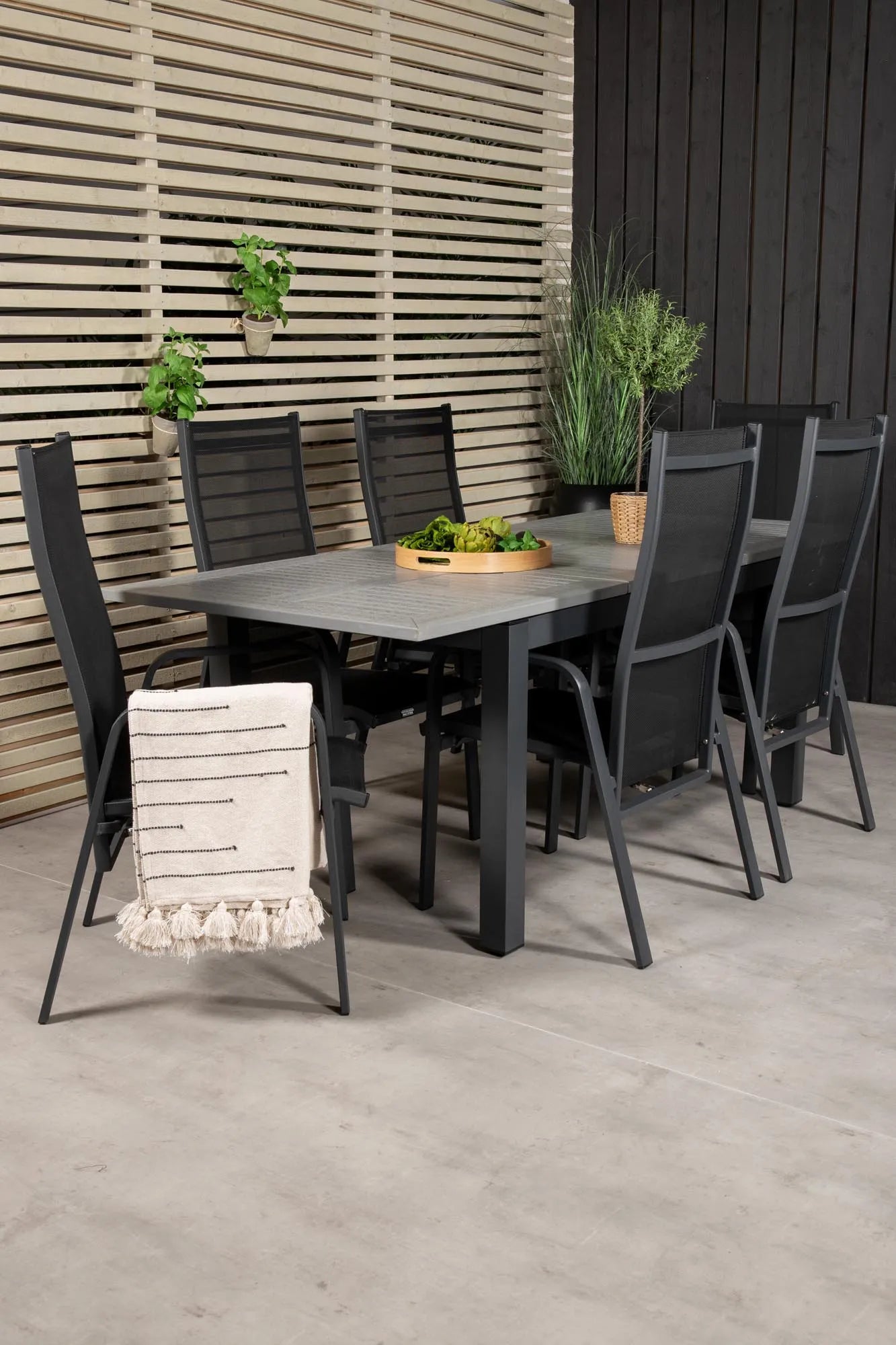 Albany Outdoor-Esstischset + Copacabana 152cm/6St. - KAQTU Design