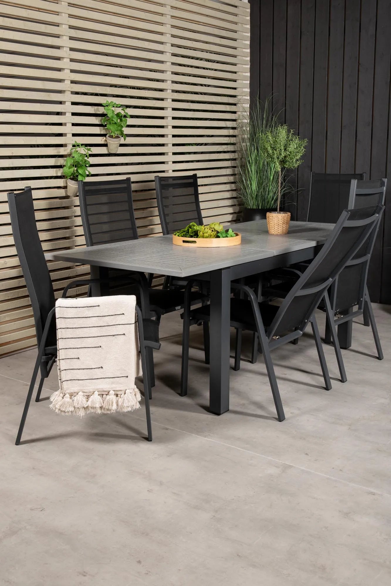 Albany Outdoor-Esstischset + Copacabana 152cm/6St. - KAQTU Design