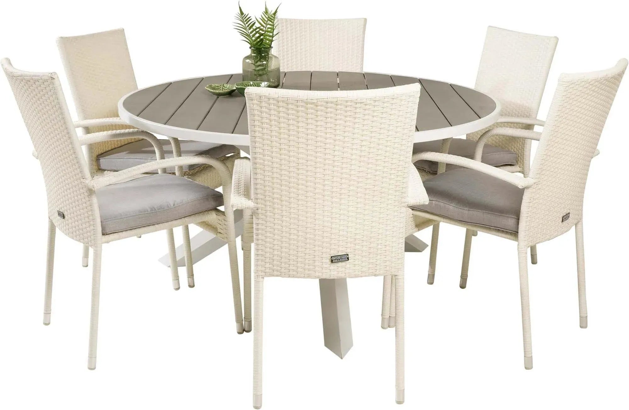 Parma Outdoor-Tischset + Anna ⌀140cm/6St. - KAQTU Design