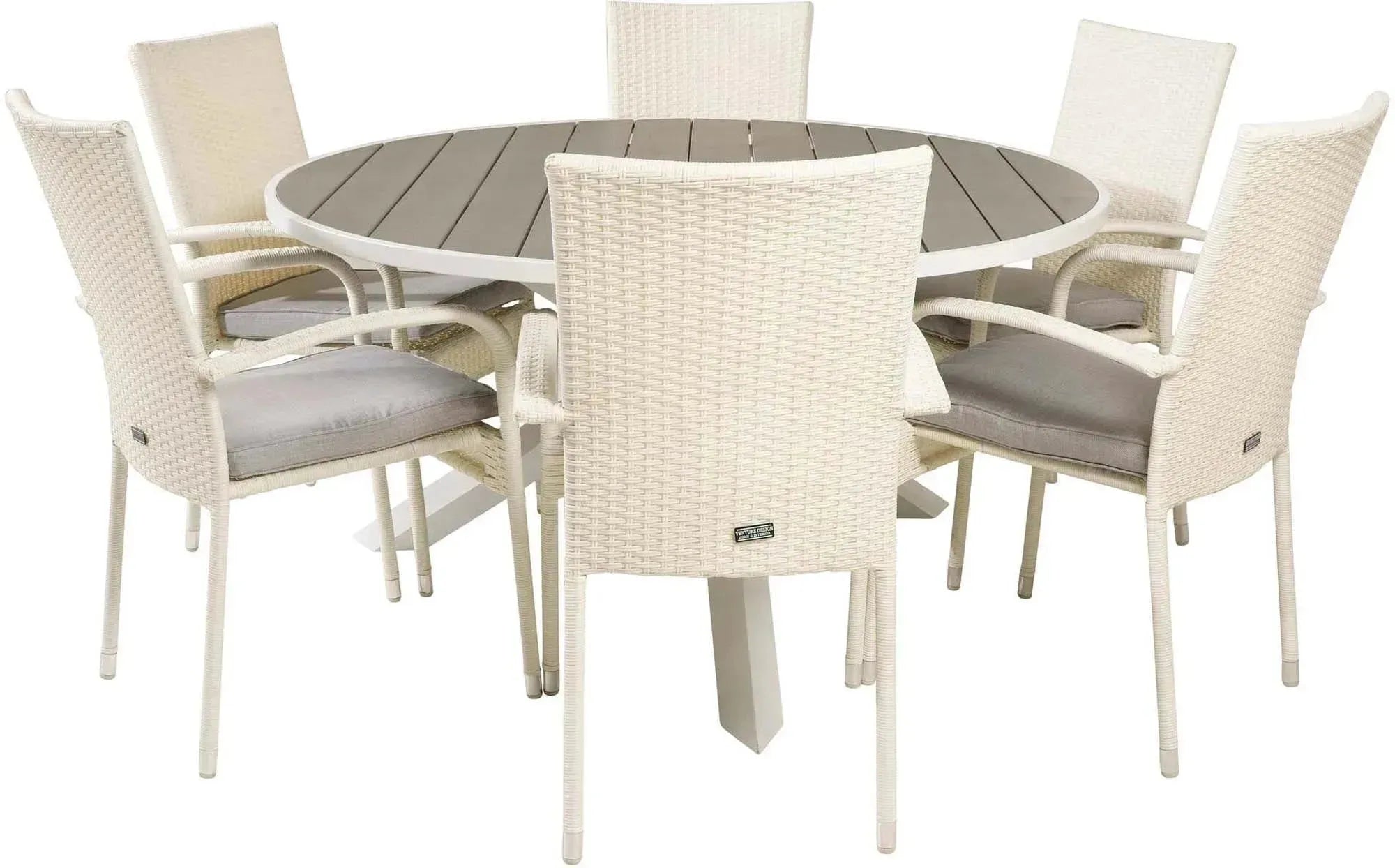 Parma Outdoor-Tischset + Anna ⌀140cm/6St. - KAQTU Design