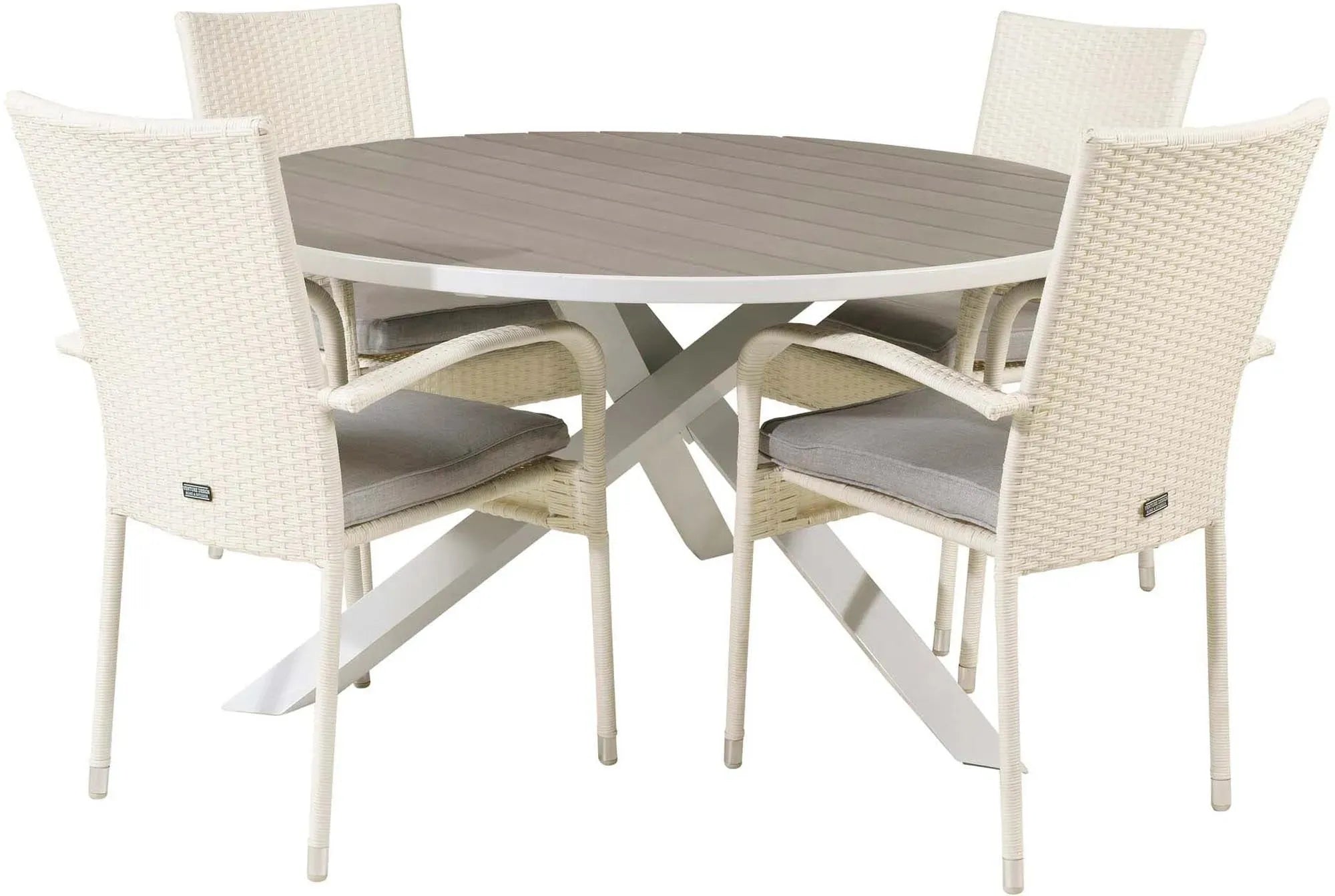 Parma Outdoor-Tischset + Anna ⌀140cm/4St., Gartentischset, KAQTU Design