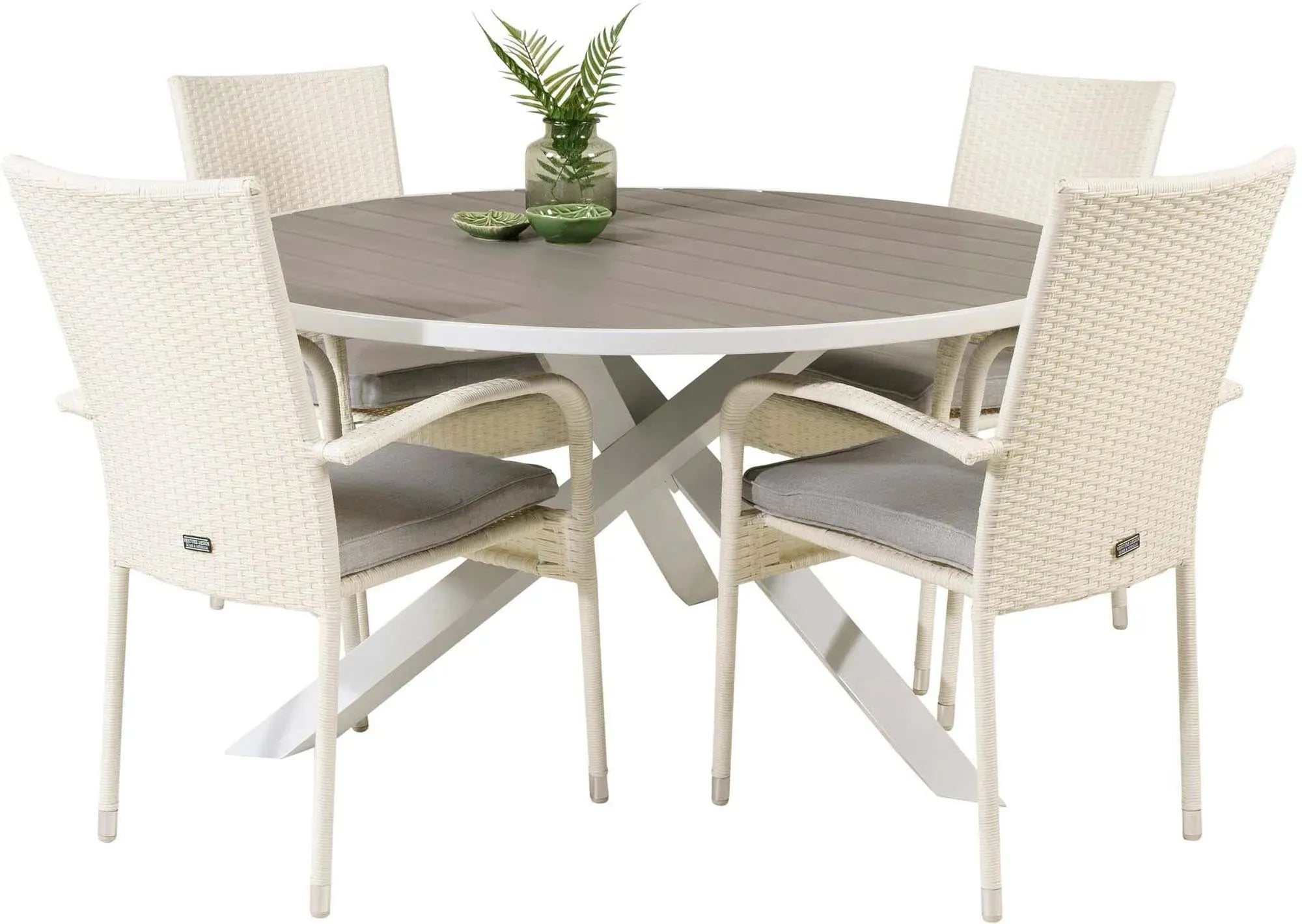 Parma Outdoor-Tischset + Anna ⌀140cm/4St. - KAQTU Design