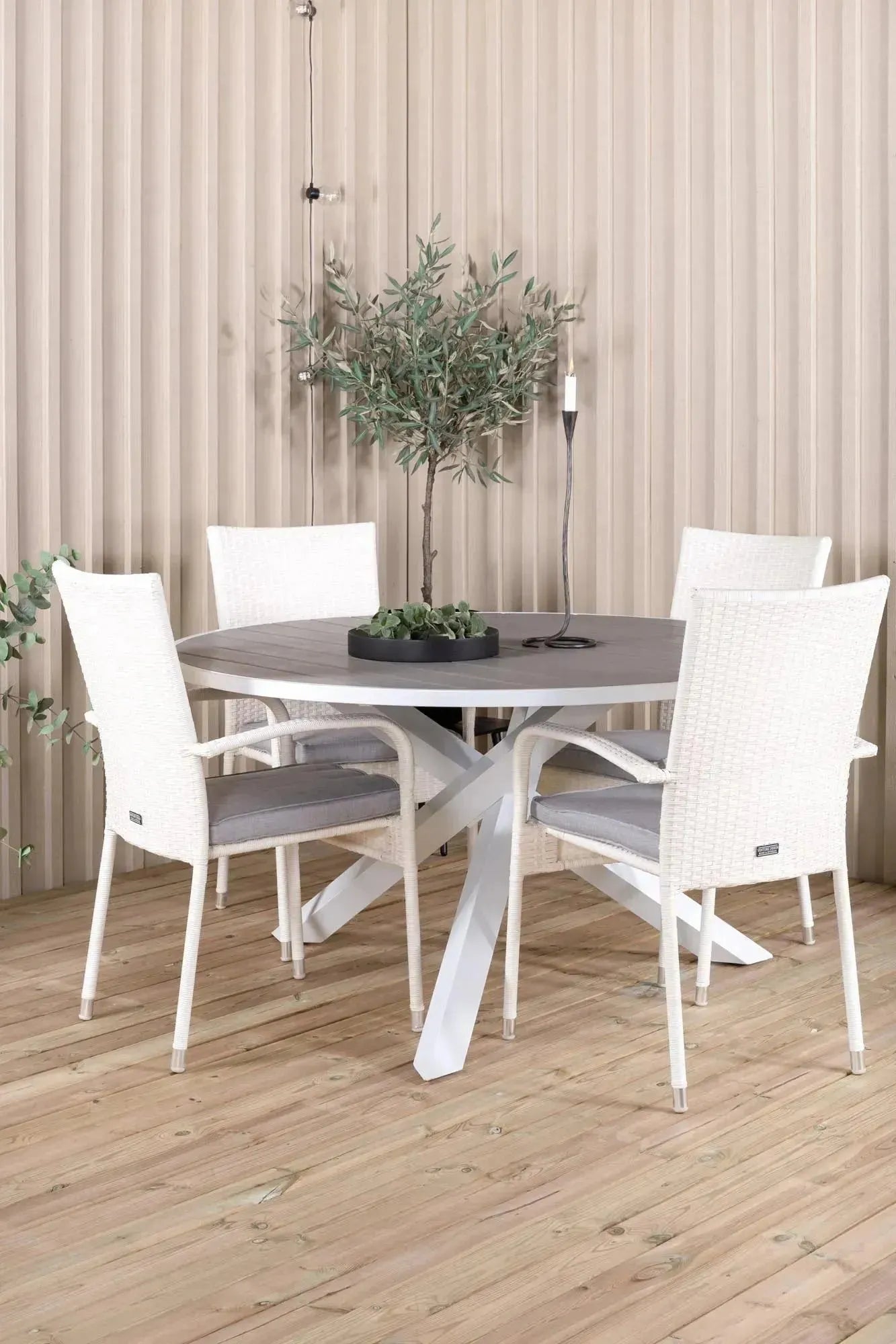 Parma Outdoor-Tischset + Anna ⌀140cm/4St. - KAQTU Design