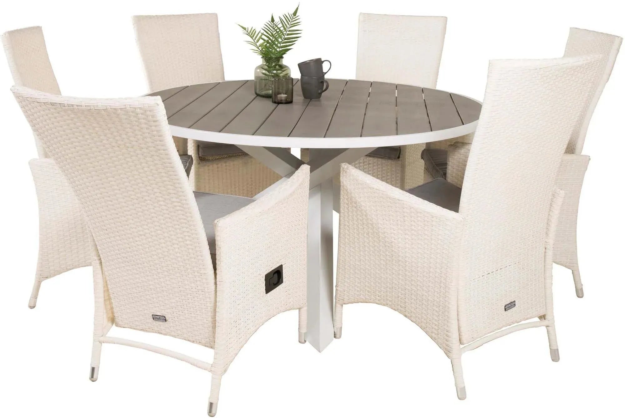 Parma Outdoor-Tischset + Padova ⌀140cm/6St. - KAQTU Design