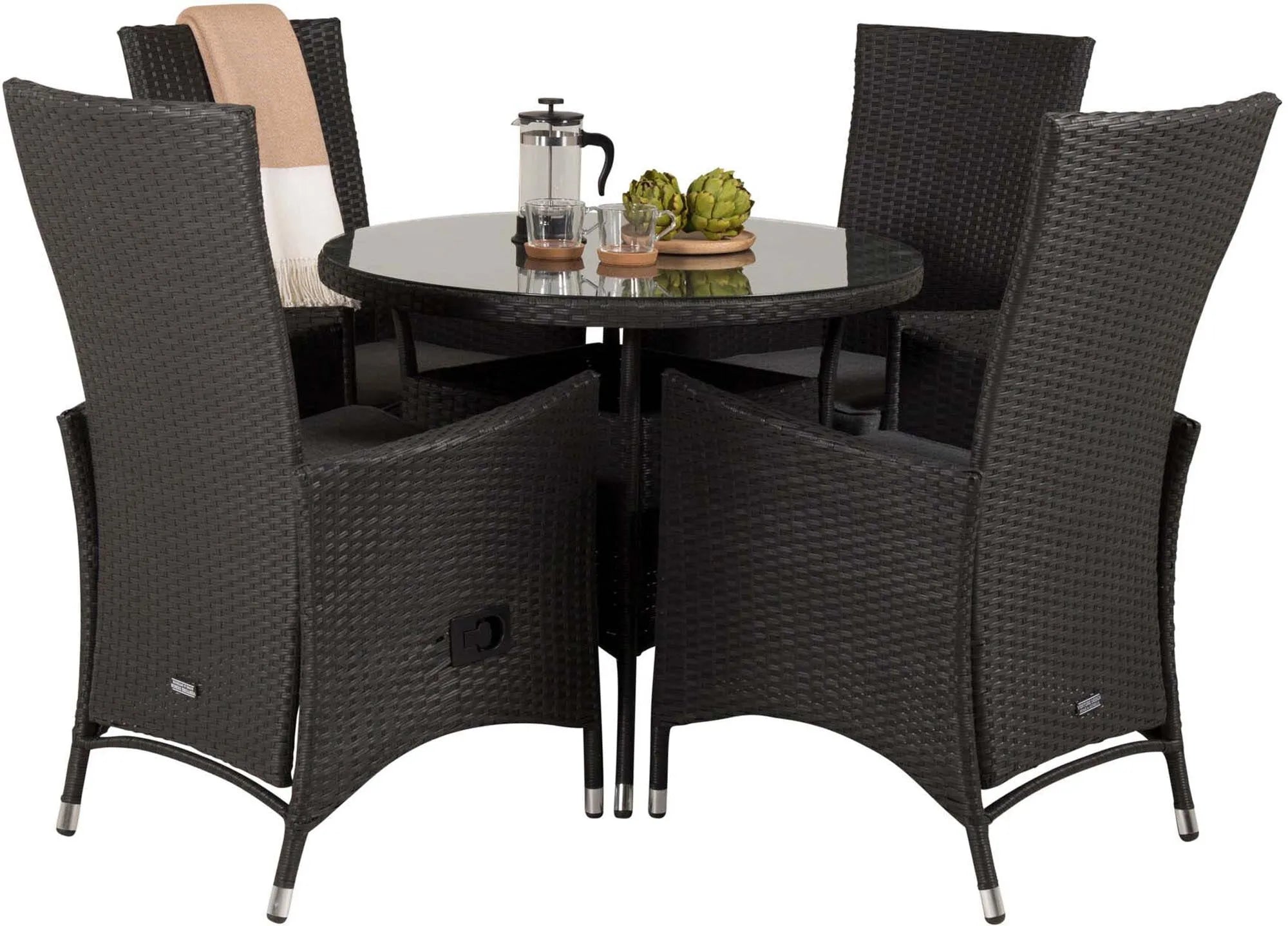 Volta Outdoor-Tischset + Padova ⌀90cm/4St. - KAQTU Design