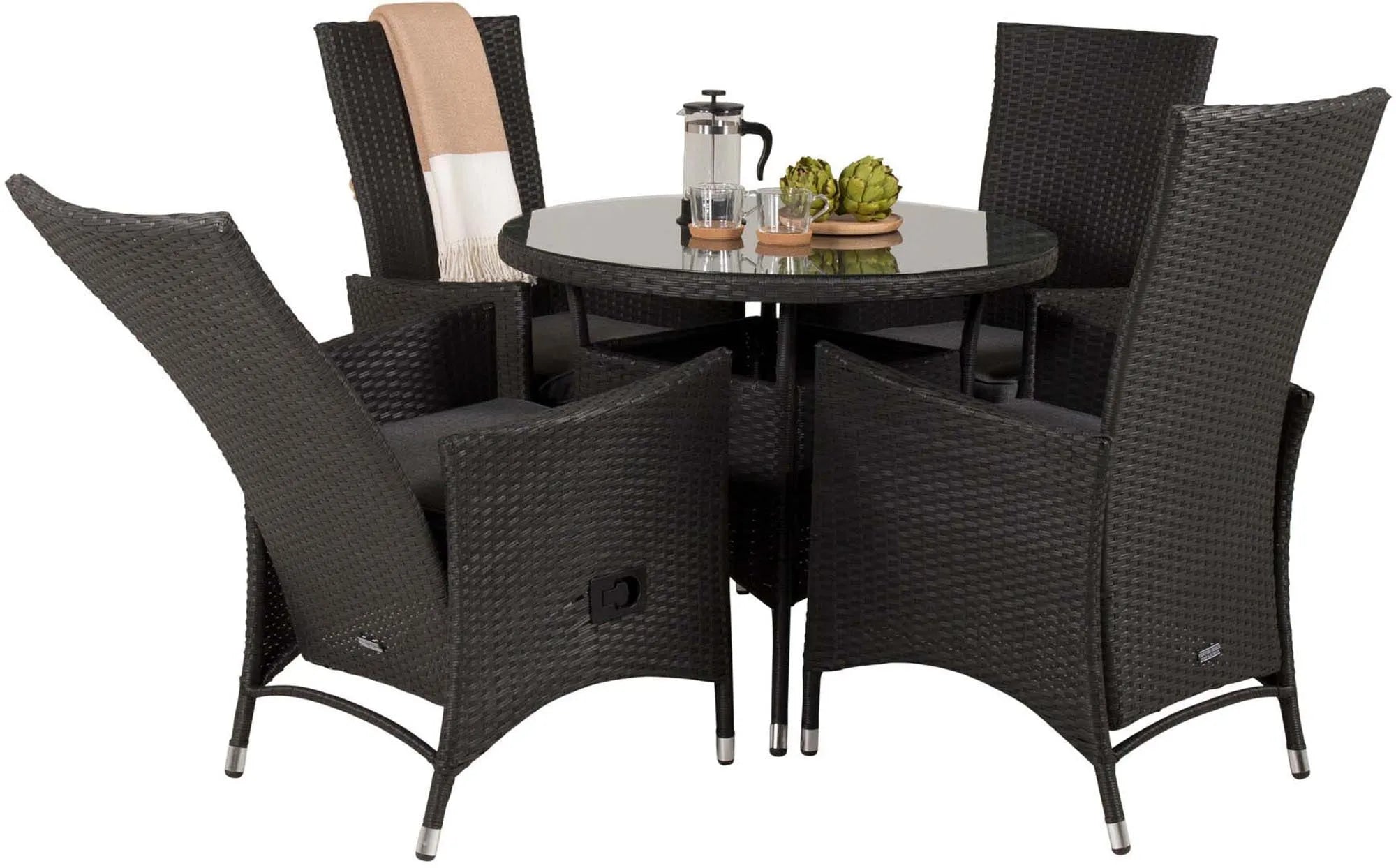 Volta Outdoor-Tischset + Padova ⌀90cm/4St. - KAQTU Design