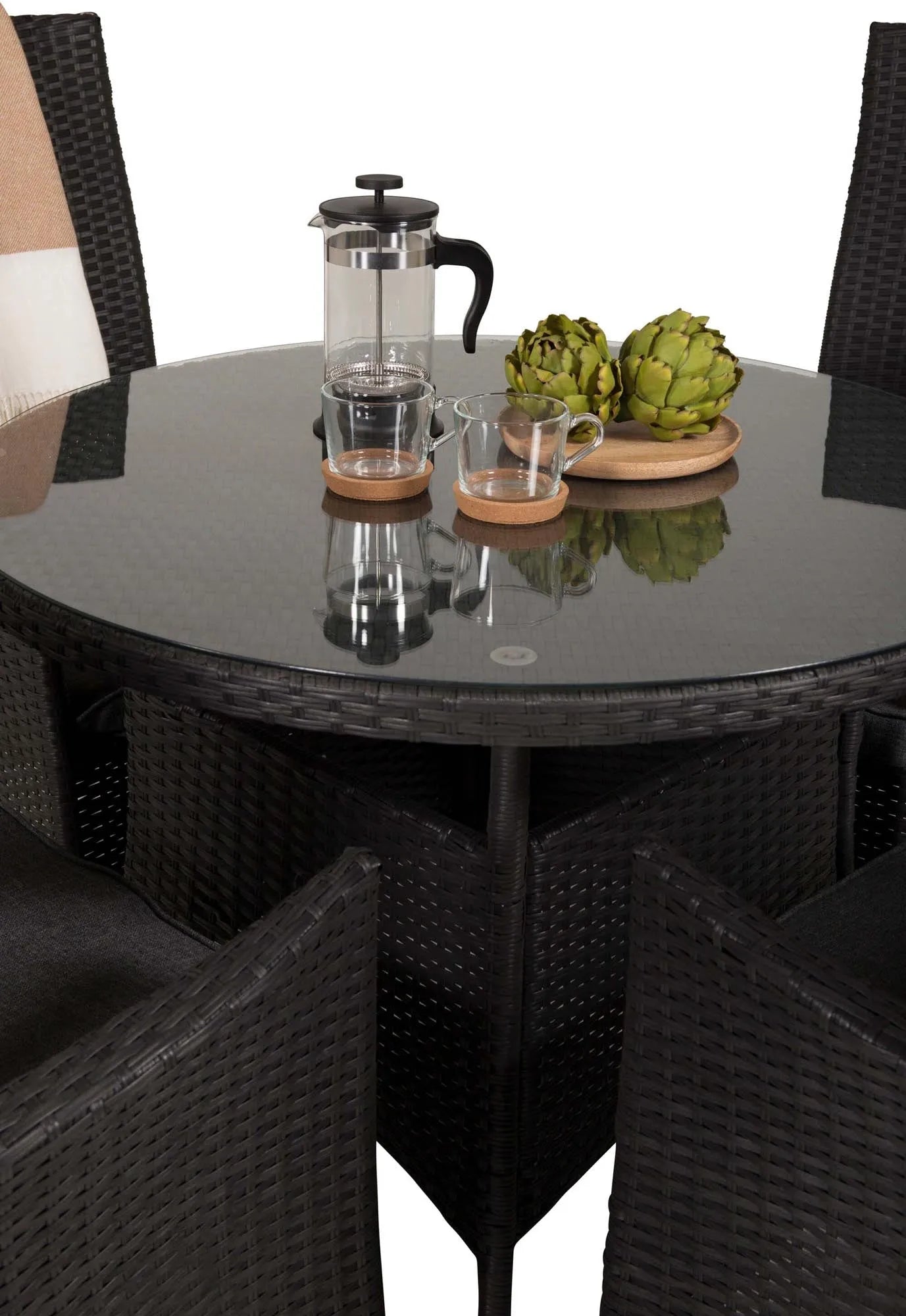 Volta Outdoor-Tischset + Padova ⌀90cm/4St. - KAQTU Design